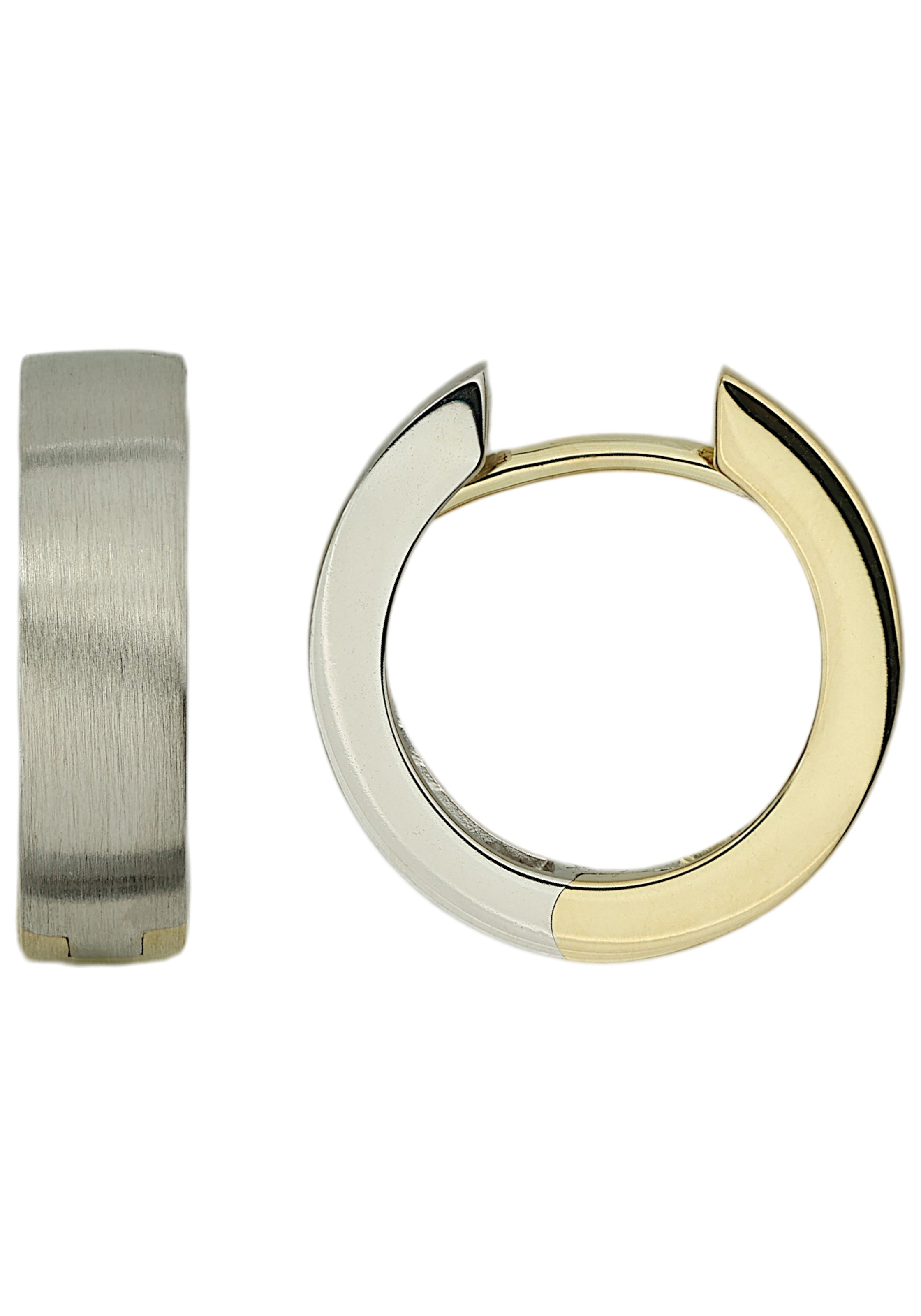 JOBO Paar Creolen »Ohrringe 14 mm teilmattiert« 14 Karat 585 Gold bicolor