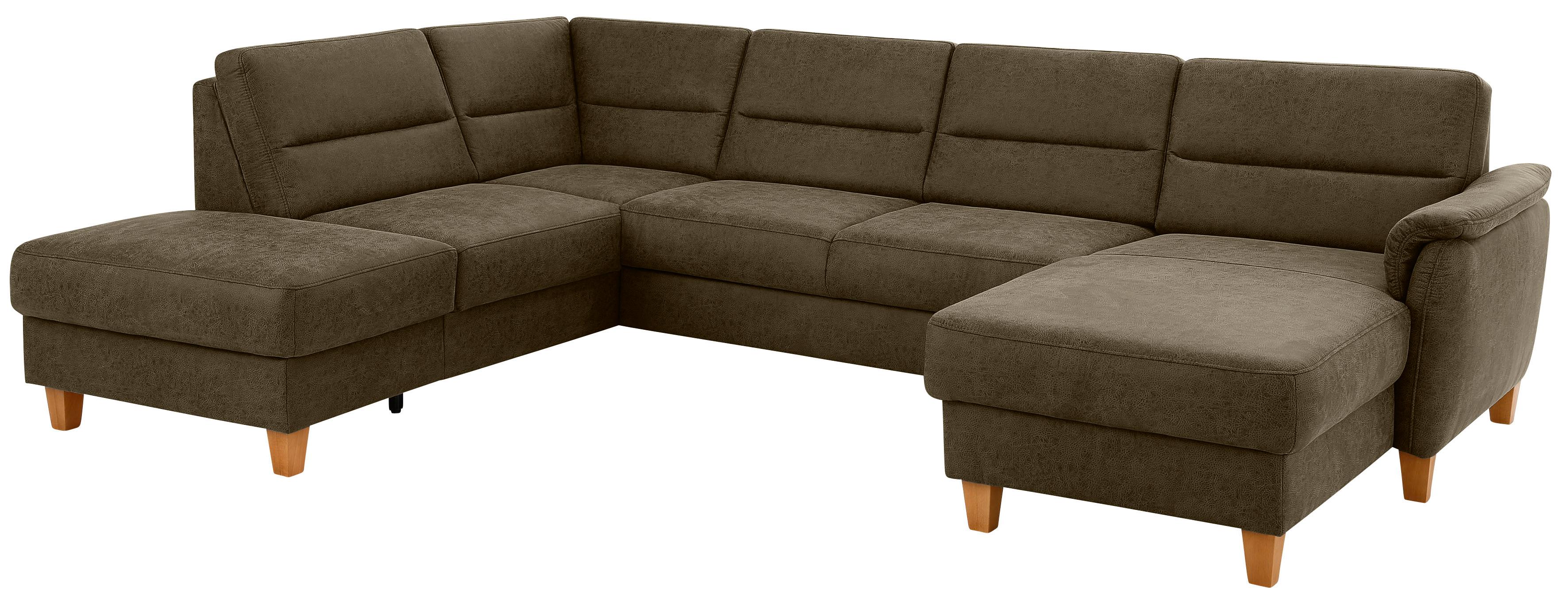Home affaire Wohnlandschaft "Palmera U-Form, B: 308 cm, große Stoff + Leder Auswahl" mit Schlaffunktion, optional Bettkasten, Federkern, XXL-Wohnlandschaft