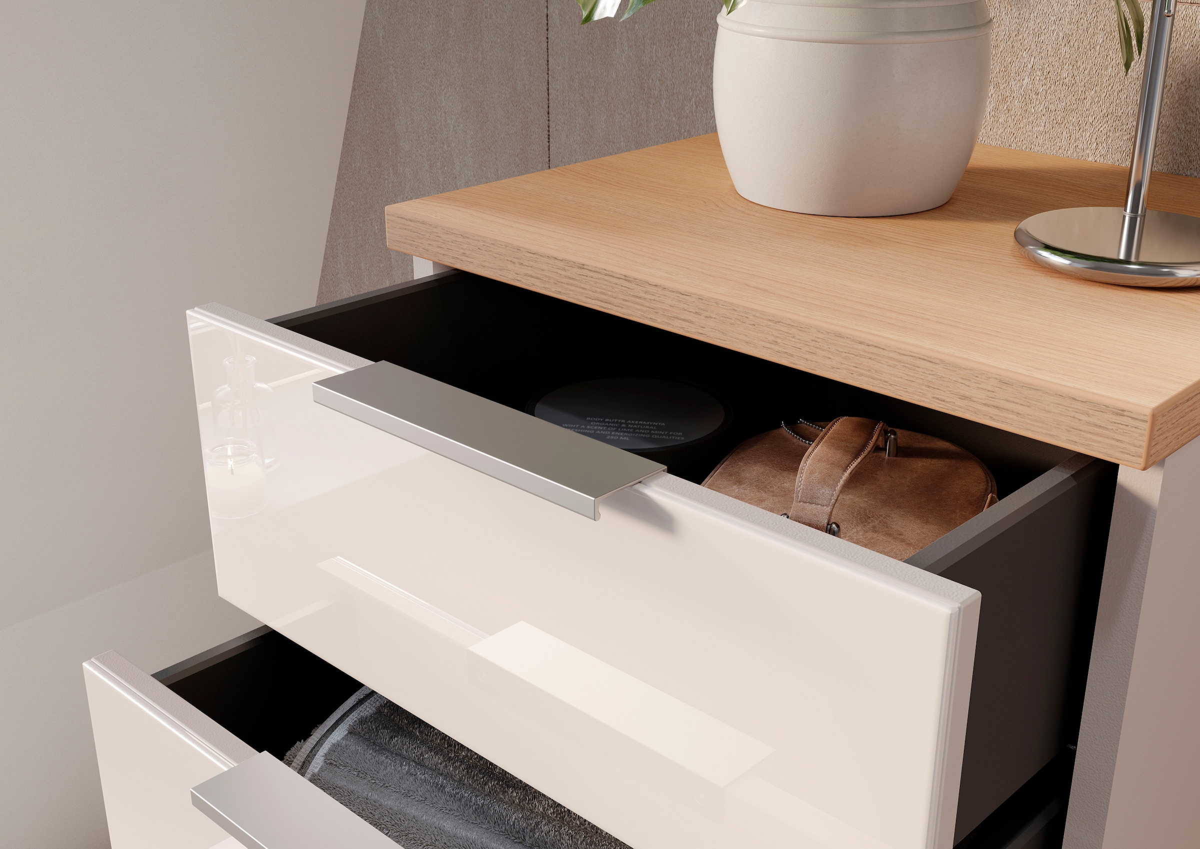 GERMANIA Midischrank »Tavira« 1 Stk. tlg. Midischrank mit Glasfronten und Selbsteinzug der Schubladen