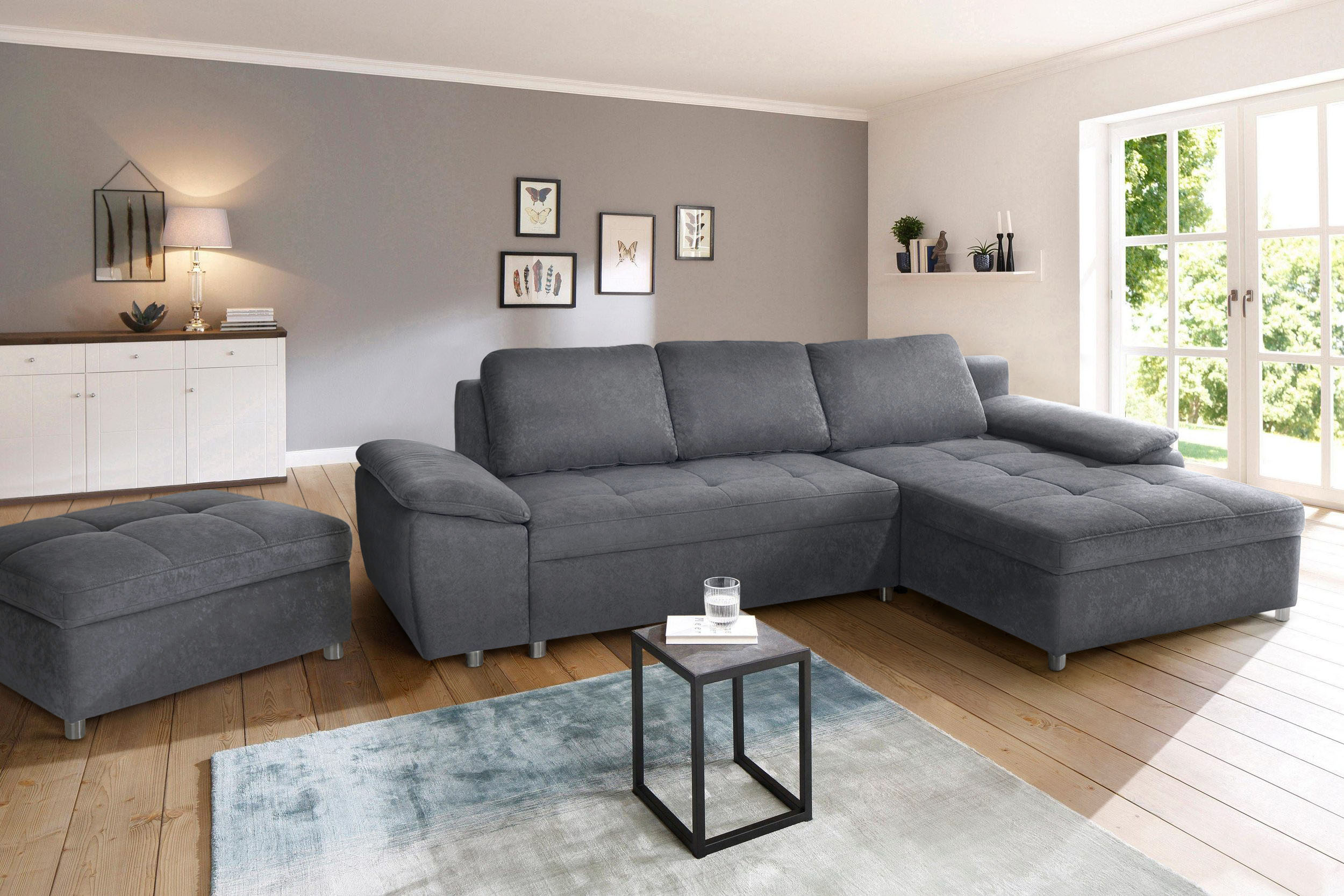 OTTO home Ecksofa "Labene, L-Form, B: 270/290 cm, Bettfunktion & Bettkasten wählbar" wahlweise mit Schlaffunktion und Bettkasten, auch als XXL-Variante