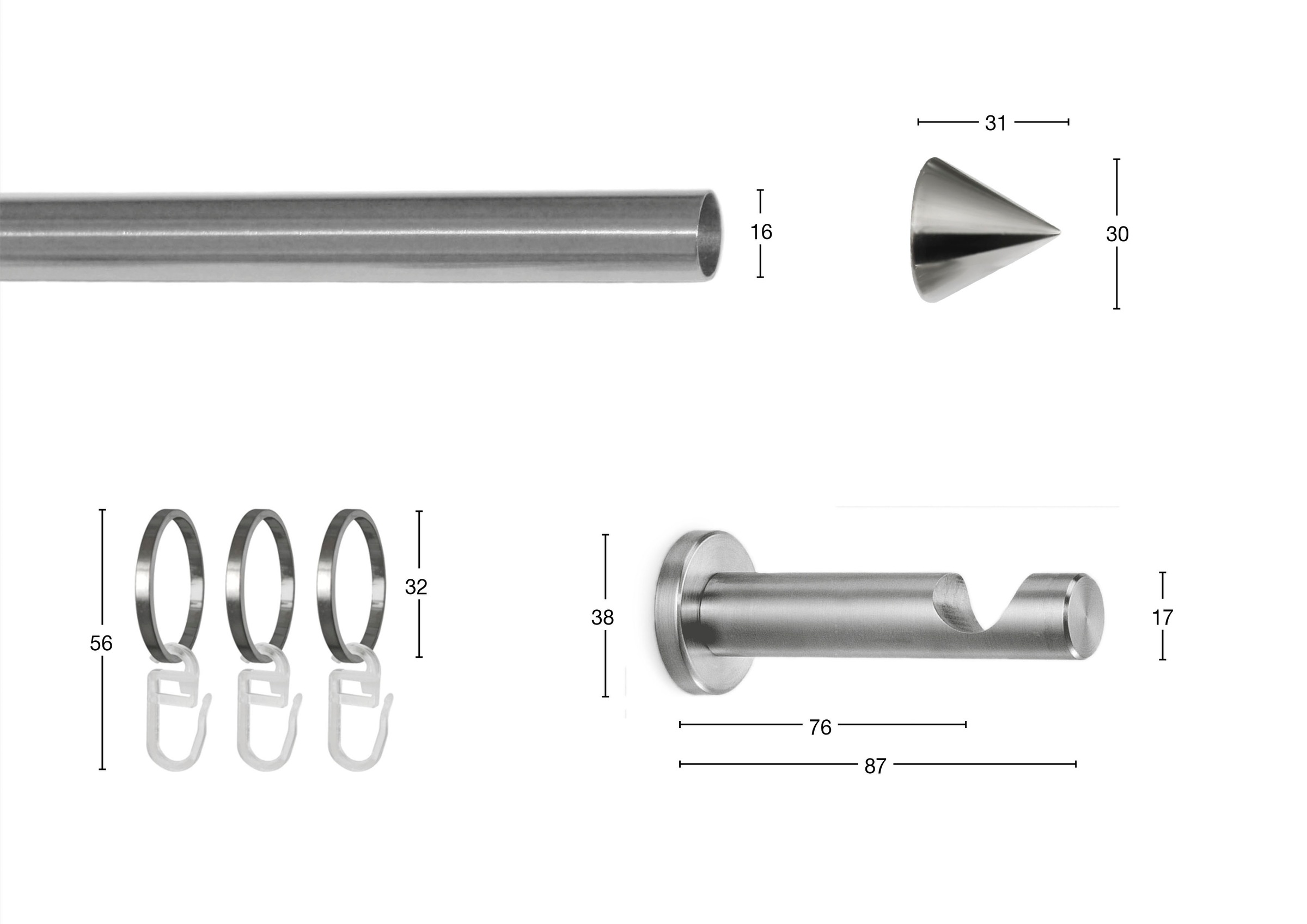 GARESA Gardinenstange "DIAMANT" Ø 16 mm 1 läufig-läufig Wunschmaßlänge Vorh günstig online kaufen