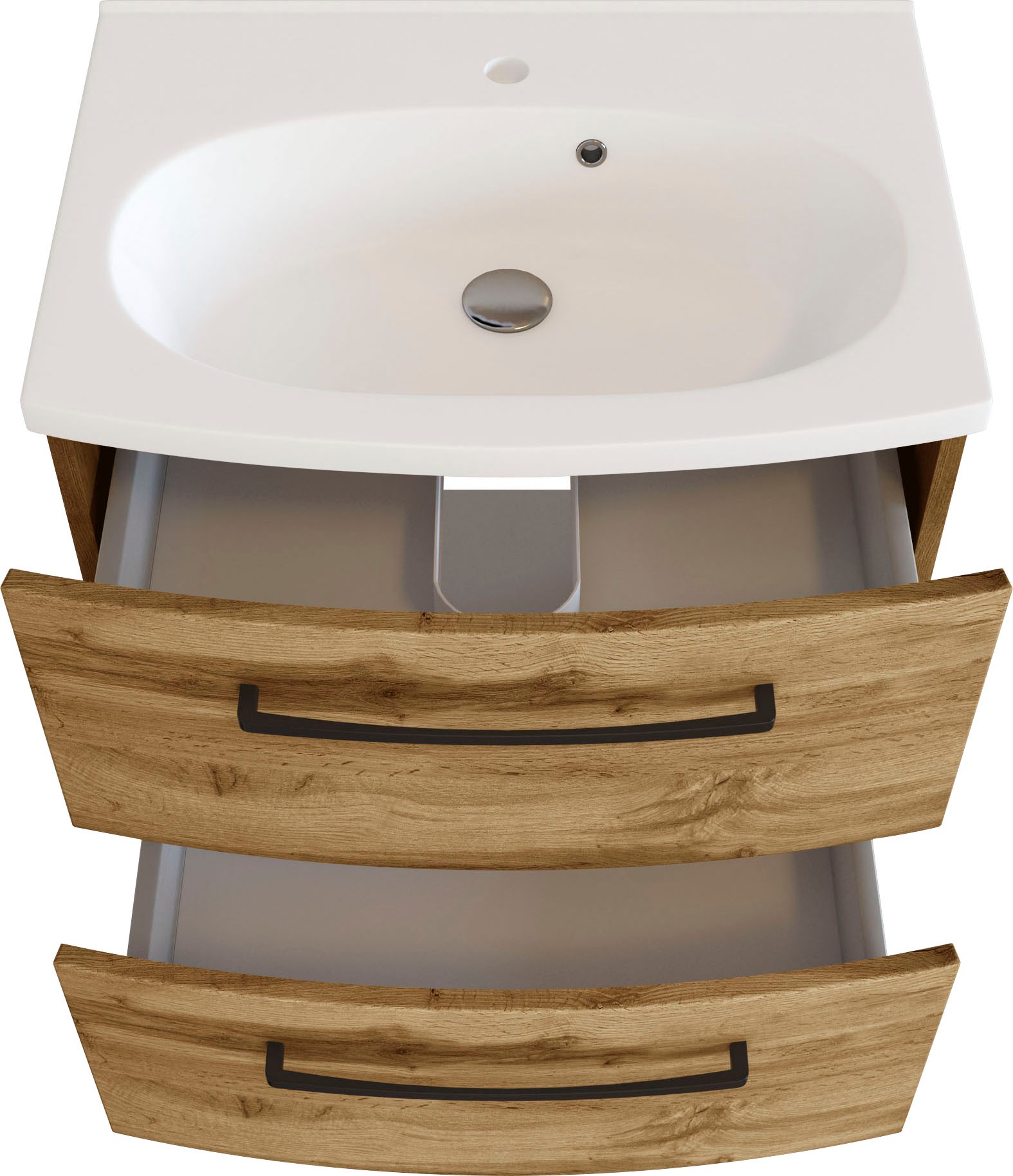 welltime Waschbeckenschrank »Chicago«, Badmöbel, Waschtisch mit Mineralgussbecken, Breite 60 cm, Softclose
