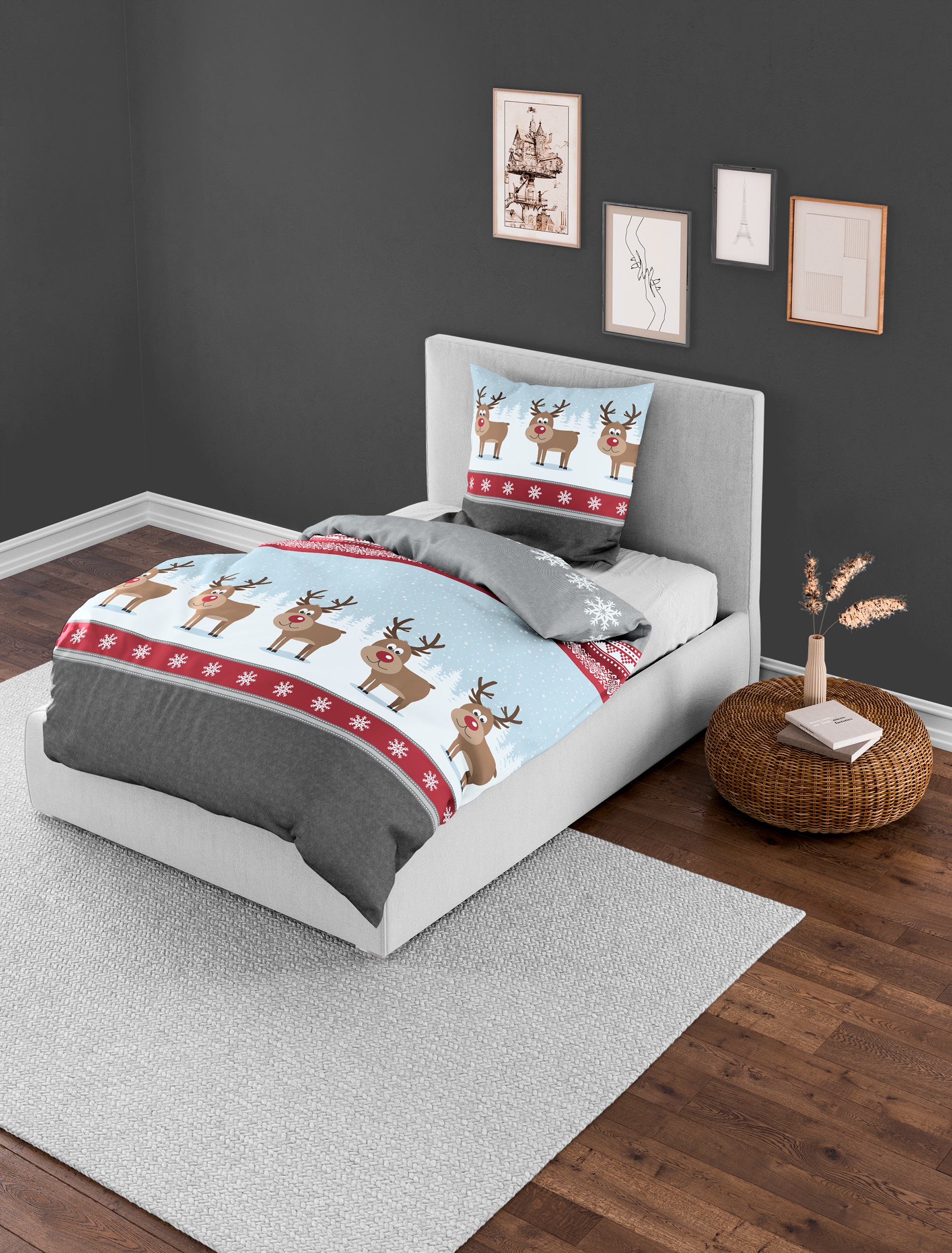 BIERBAUM Bettwäsche "Wichtel" 2 tlg. tlg. 100 % Baumwolle, Biber, unterschi günstig online kaufen