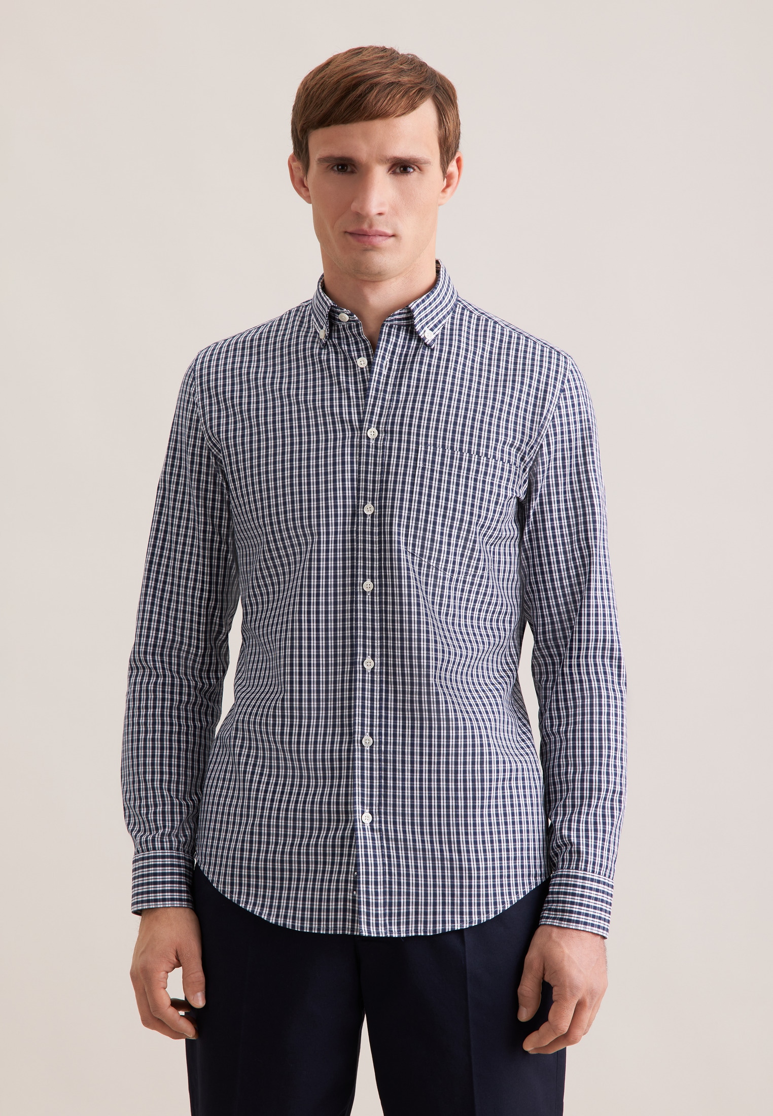 seidensticker Businesshemd Slim 1/1 Button-Down-Kragen Karo günstig online kaufen