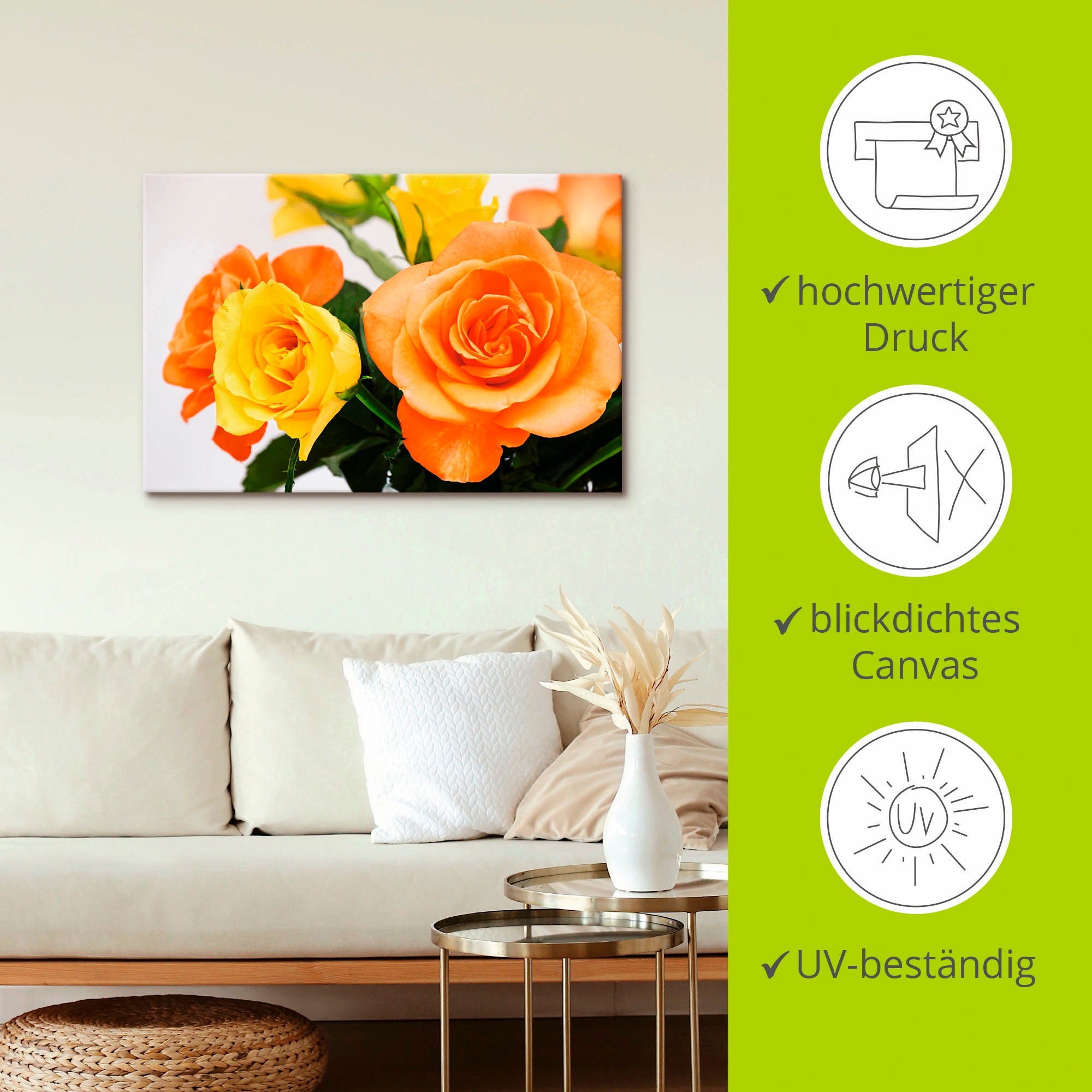Artland Leinwandbild »Rosenstrauß«, Blumen, (1 St.), auf Keilrahmen gespannt