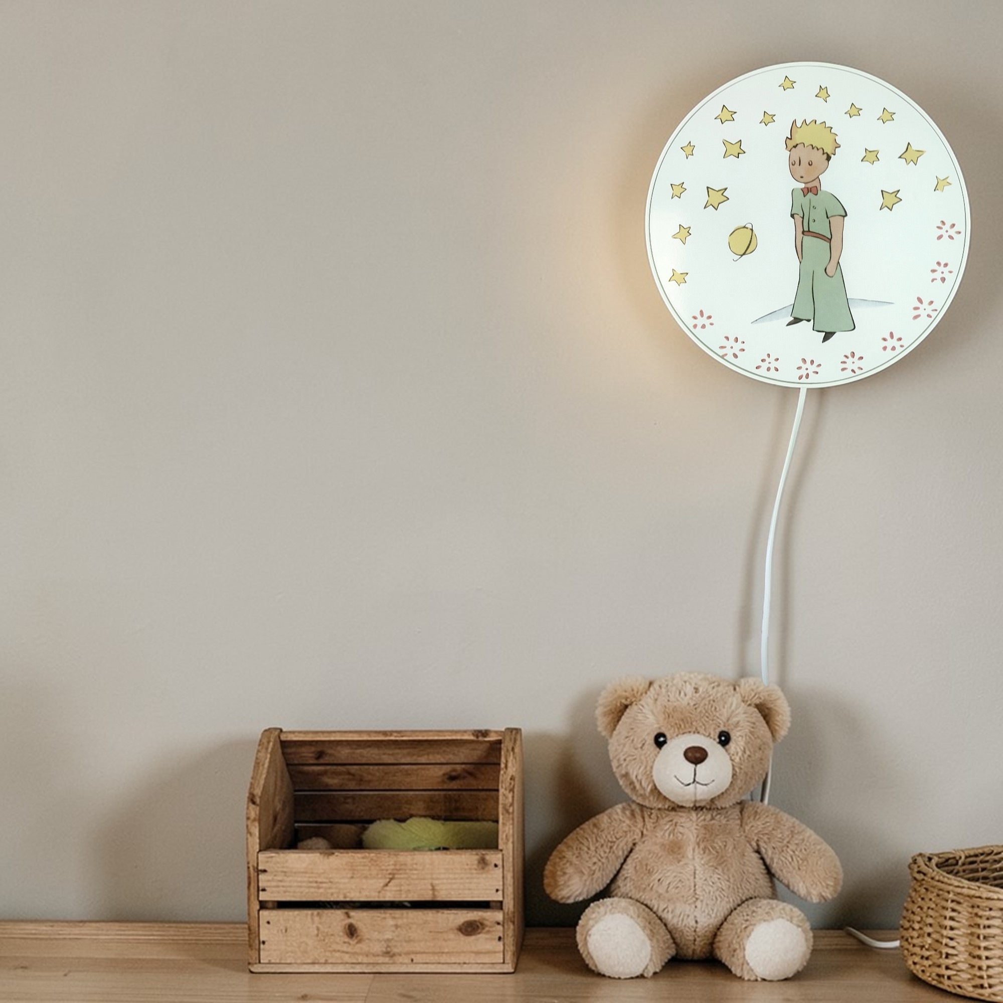 niermann Wandleuchte »Kinderlampe mit Motiv "Der kleine Prinz", Kinderzimmer« E14 1 Stk. bruchsicheres Gehäuse, Schalter im Anschlusskabel, Made in Germany