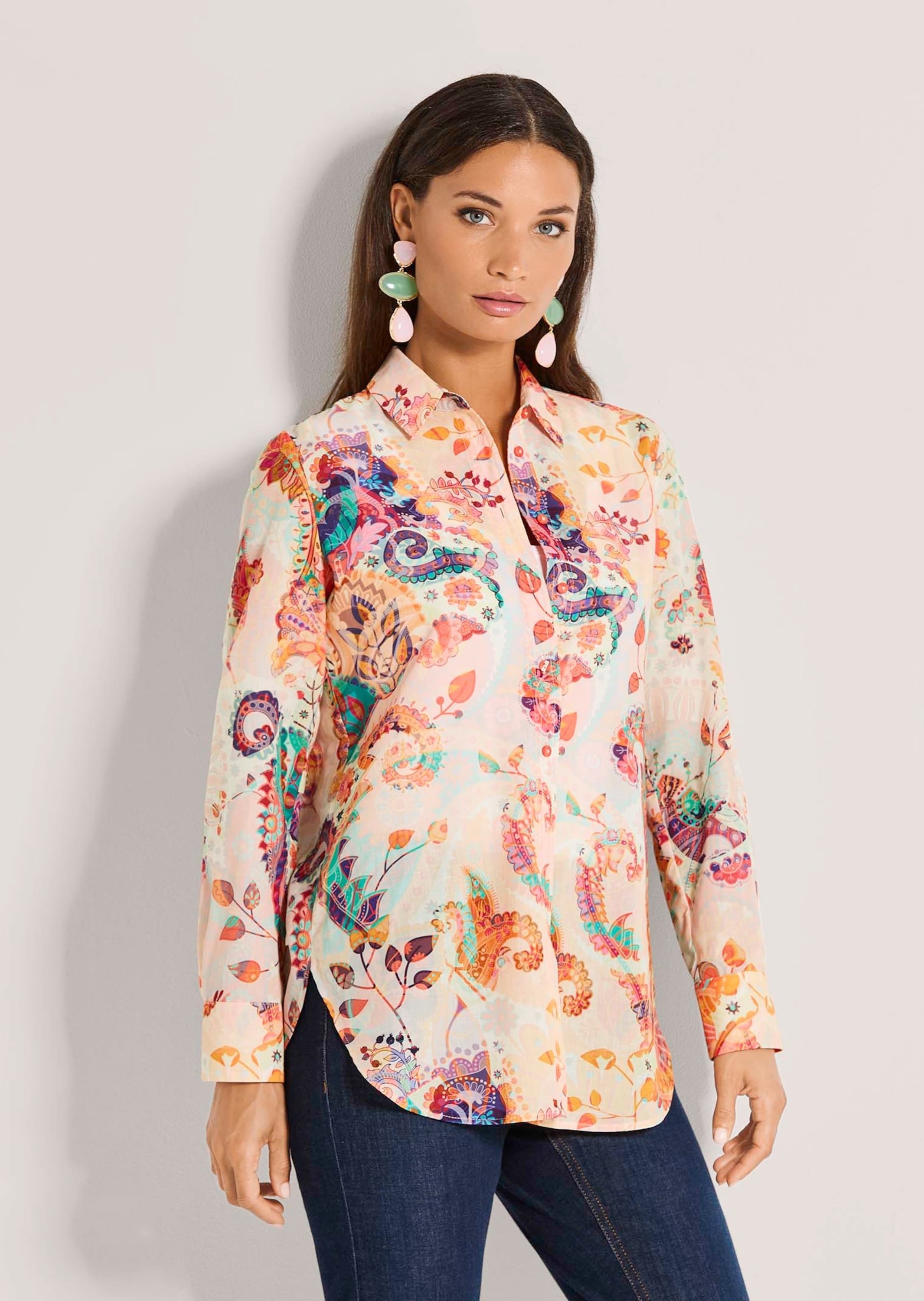 MADELEINE Hemdbluse »Hemdbluse Baumwollbluse mit Paisley-Muster«