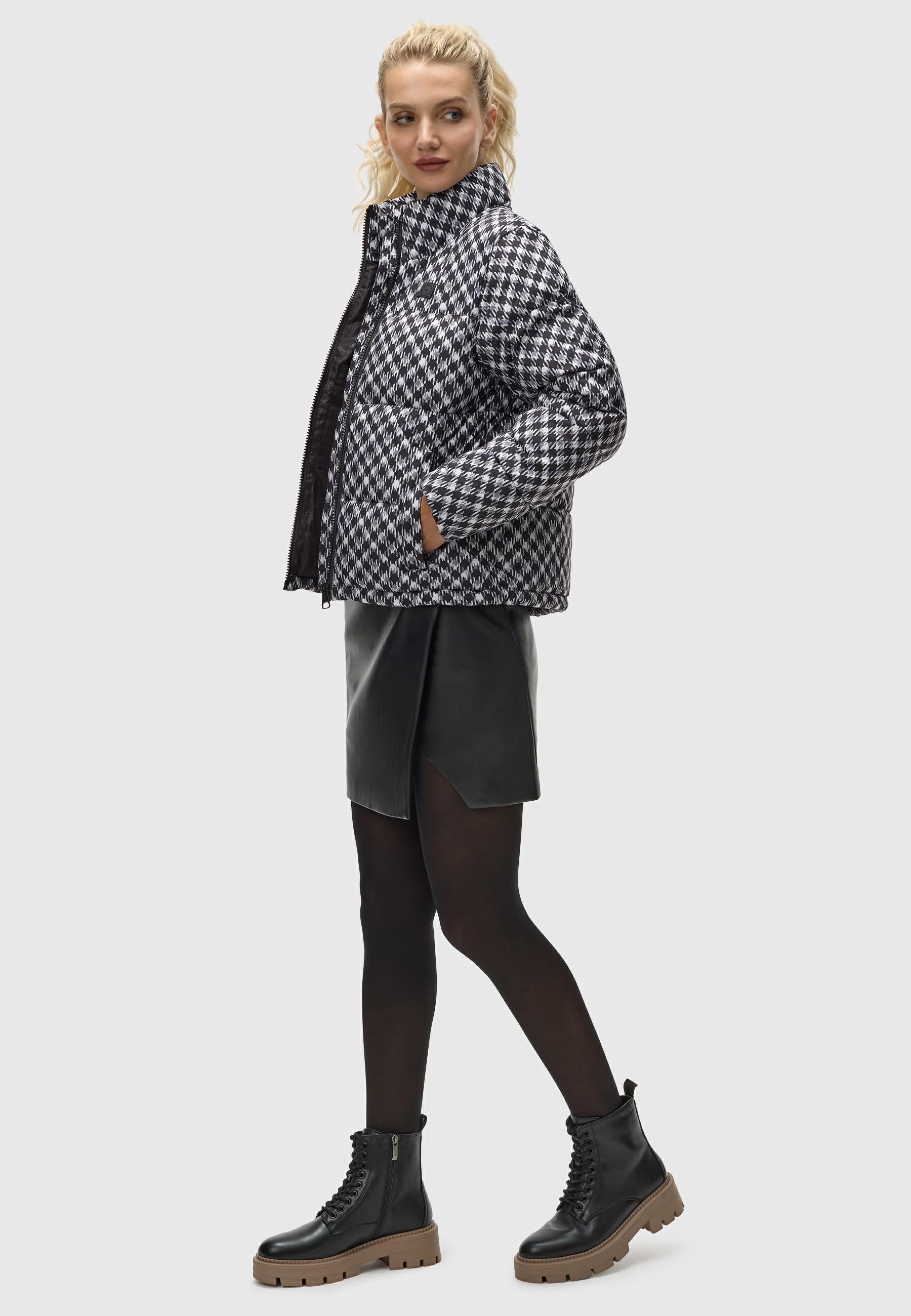 Ragwear Winterjacke »Serah Print«, ohne Kapuze, wasserdichte Winter Steppjacke mit Hahnentritt Muster