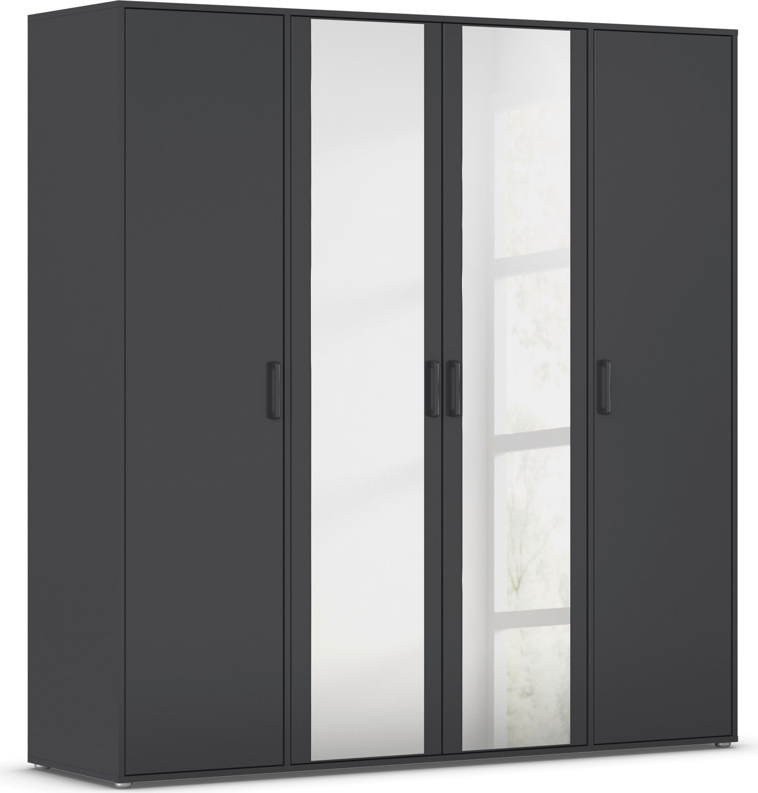 rauch "Kleiderschrank Schrank Garderobe Wäscheschrank VOYAGER" in 3 verschiedenen Ausstattungen BASIC/CLASSIC/PREMIUM, mit modernen Griffen in Graumetallic und Spiegel