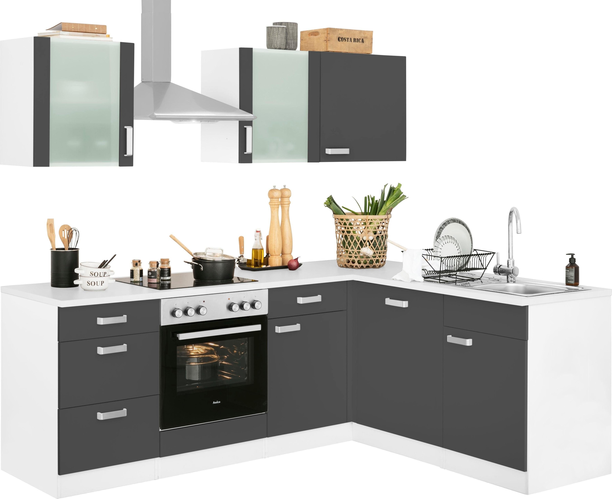 wiho Küchen Winkelküche "Husum", mit E-Geräten, Stellbreite 220 x 170 cm