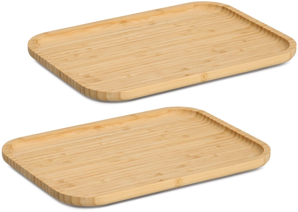 Zeller Present Servierbrett "Serviertablett, Bambus, 100% FSC, 2-tlg." pflegeleicht, flexibel, handlich