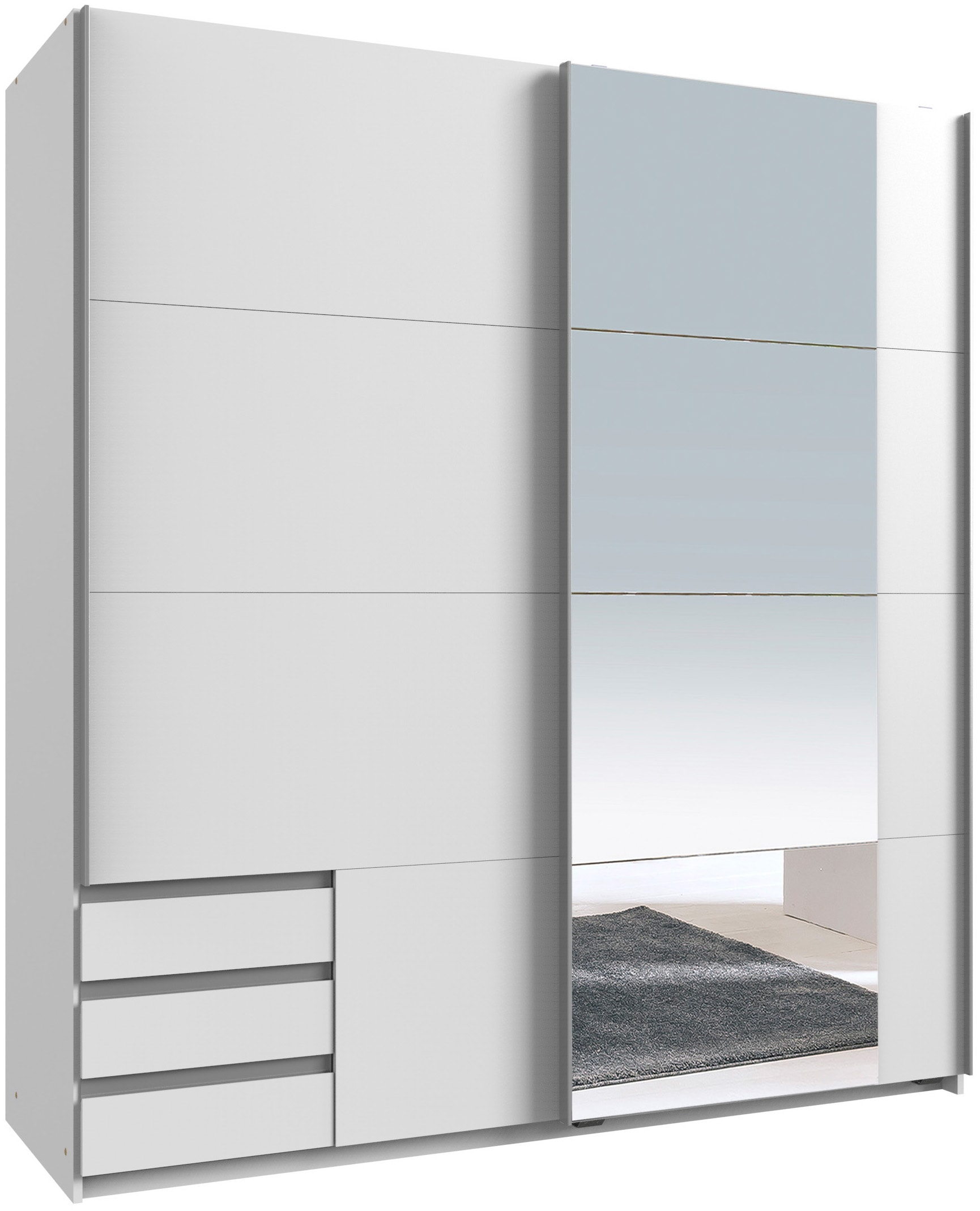 Wimex Schwebetürenschrank "Emden moderner Kleiderschrank mit Spiegel und Schubladen" Schlafzimmer Schrank Garderobenschrank mit Schwebetüren Topseller