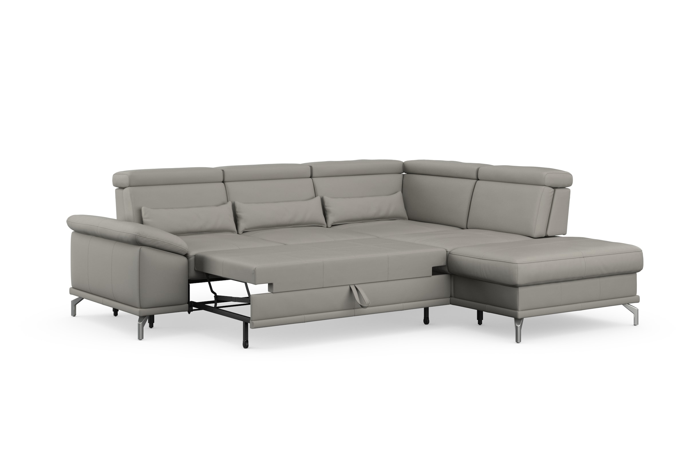 sit&more Ecksofa »Cabrio L-Form, mit Sitztiefenverstellung, Arm- und Kopfteilverstellung«, 3 Nierenkissen, Federkern, optional Bettfunktion und Stauraum