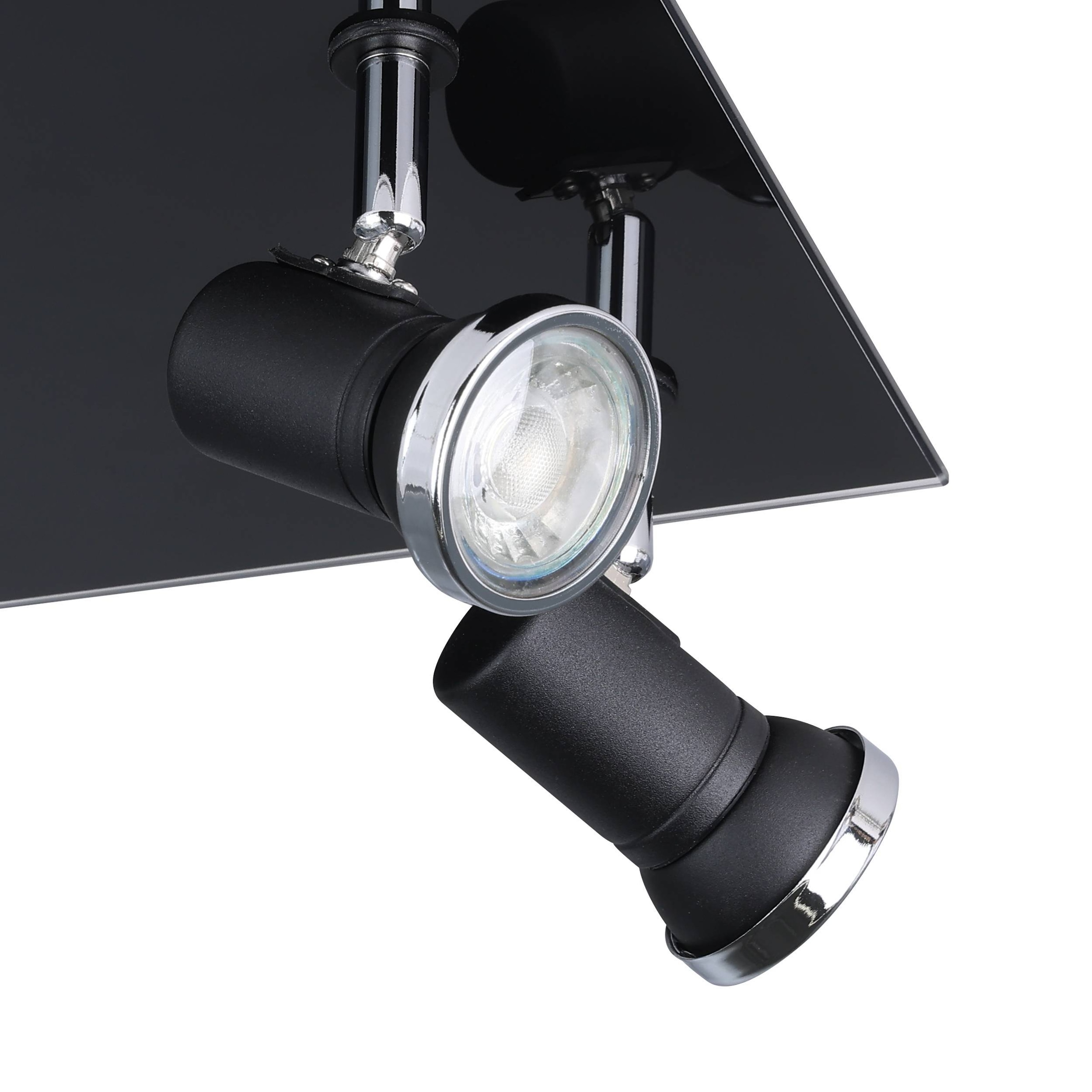 EGLO Deckenleuchte »Tamara 1 Deckenlampe, Deckenstrahler, Stahl, Glas, GU10, IP44, Lampe« GU10 1 Stk. Spot - L24 x B26 cm - schwarz, chrom - 4X2,8W inkl.