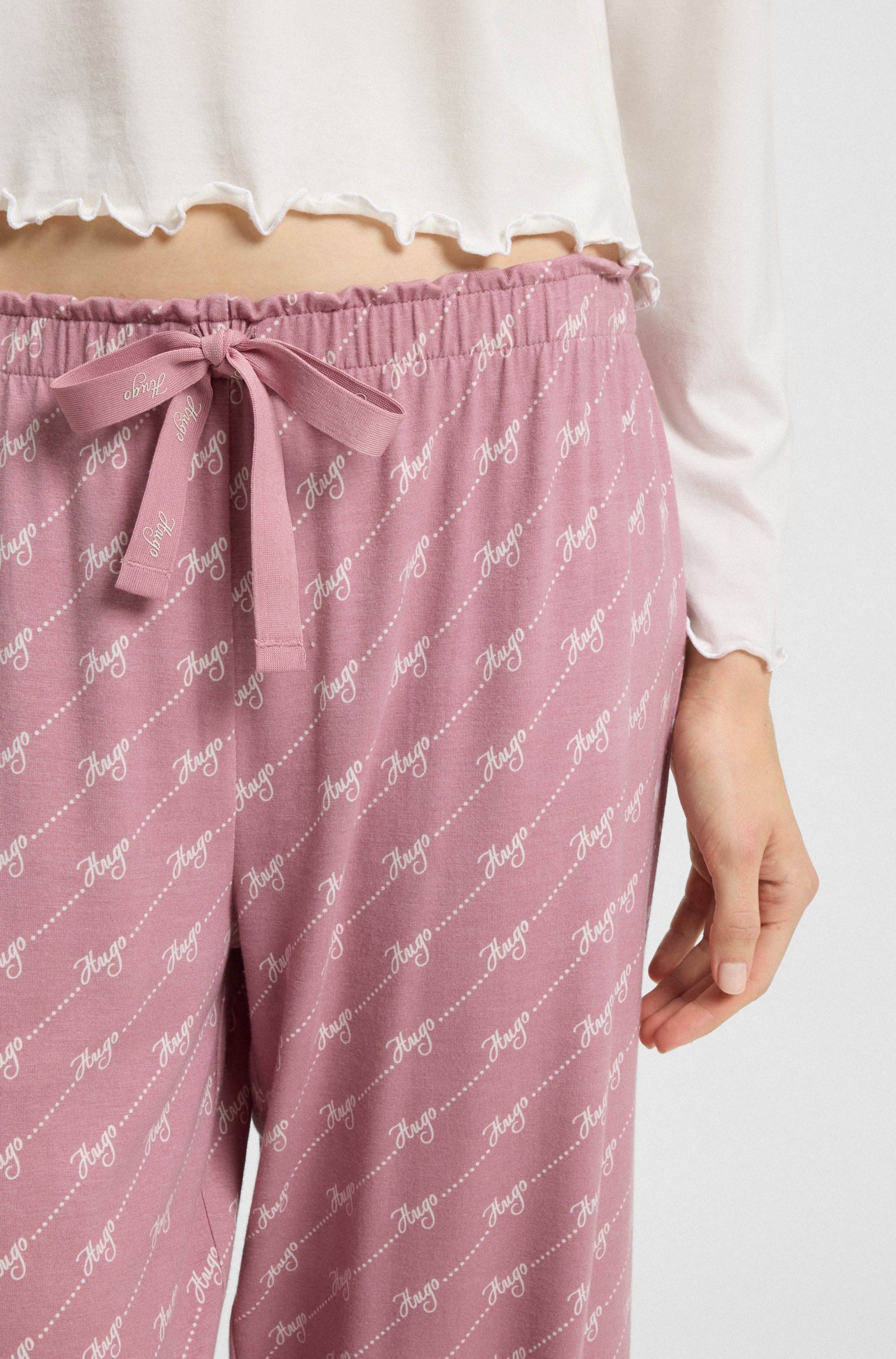 HUGO Underwear Pyjamahose, elastischer Bund, gerader Schnitt, gewellte Kant günstig online kaufen