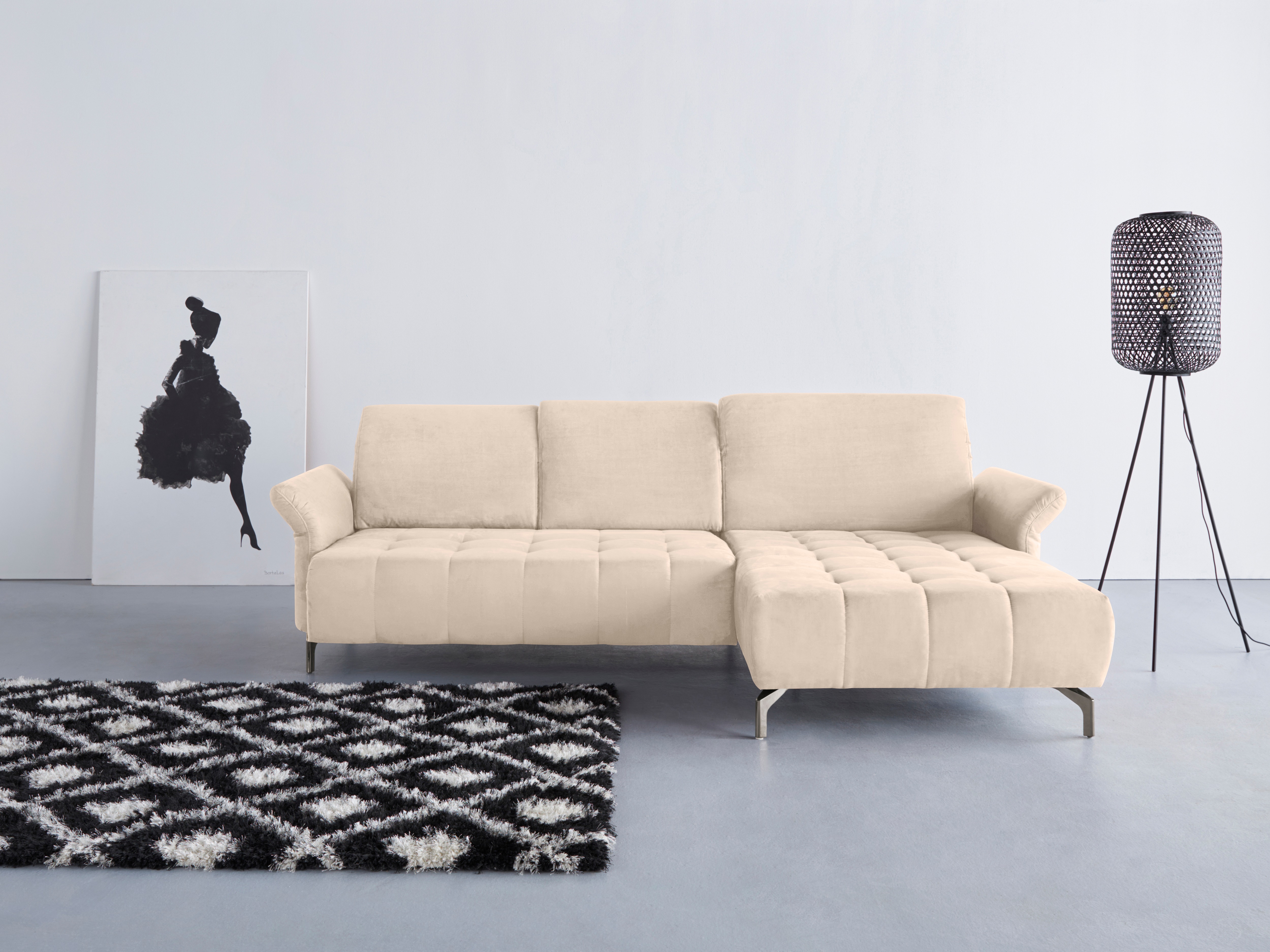 OTTO home Ecksofa "Fresh L-Form" Federkern, wahlweise Kopfteilverstellung und motorischer Vorziehsitz