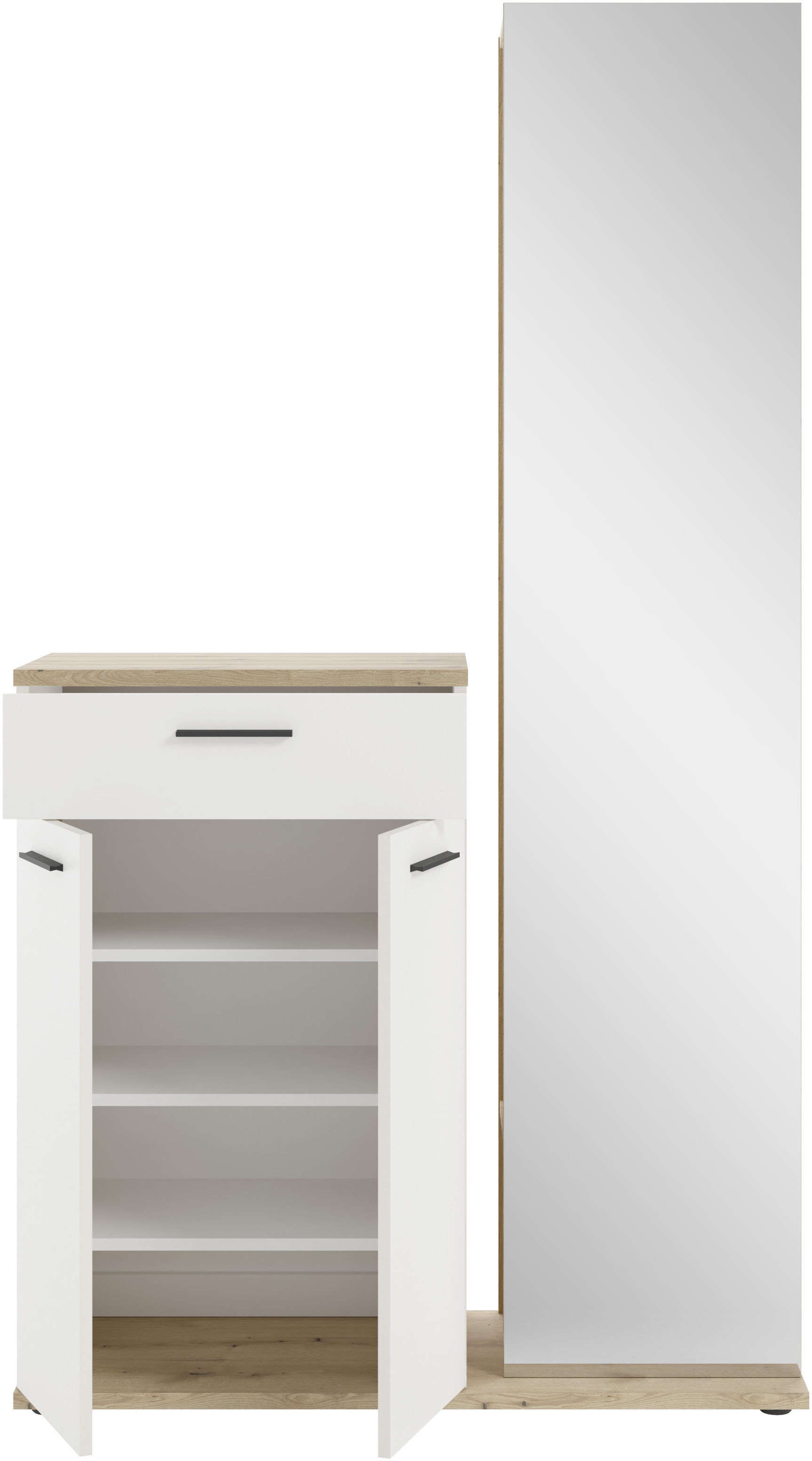 HBZ Garderoben-Set »Kompaktgarderobe, BxHxT 105x188x38 cm mit Spiegel«, (2 St.), Breite 105cm, Softclose, Melaminbeschichtet