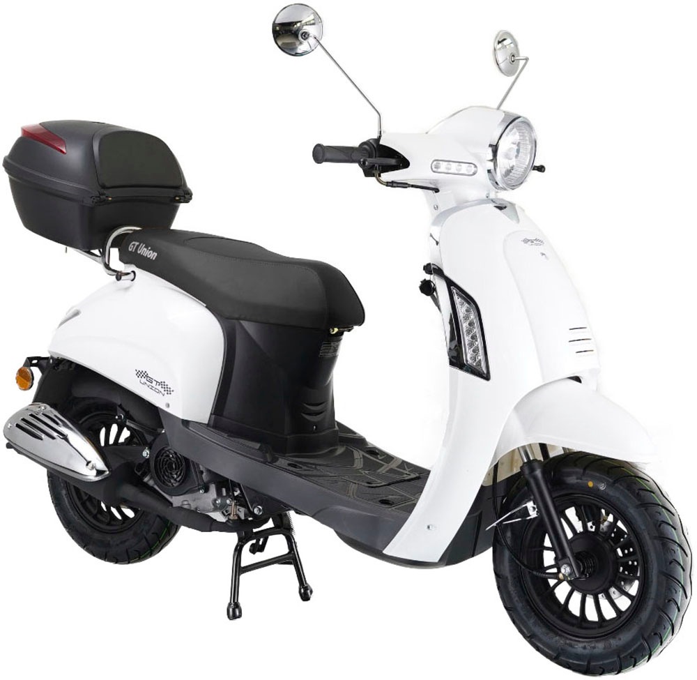 GT UNION Motorroller "Massimo 45", mit Topcase, 45 km/h, weiß, Motorroller, Luftgekühlter Motor