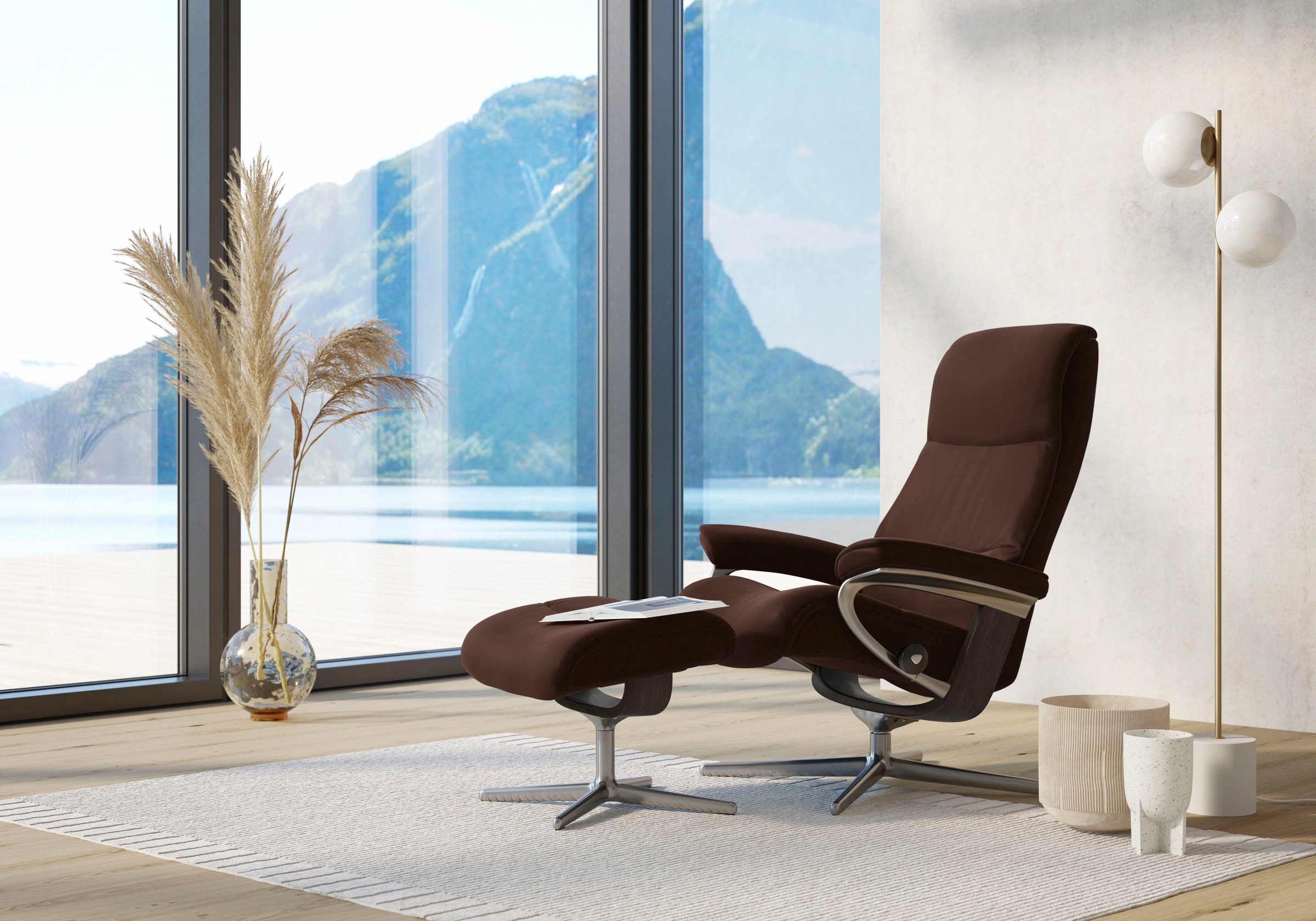 Relaxsessel STRESSLESS "View", braun (malt braun batick), B:78cm H:108cm T:78cm, Leder BATICK: BATICK ist ein leicht korrigiertes, durchgefärbtes und genarbtes Möbelleder, bei dem die meisten Unebenheiten und Spuren in der Regel entfernt wurden., Sessel, 