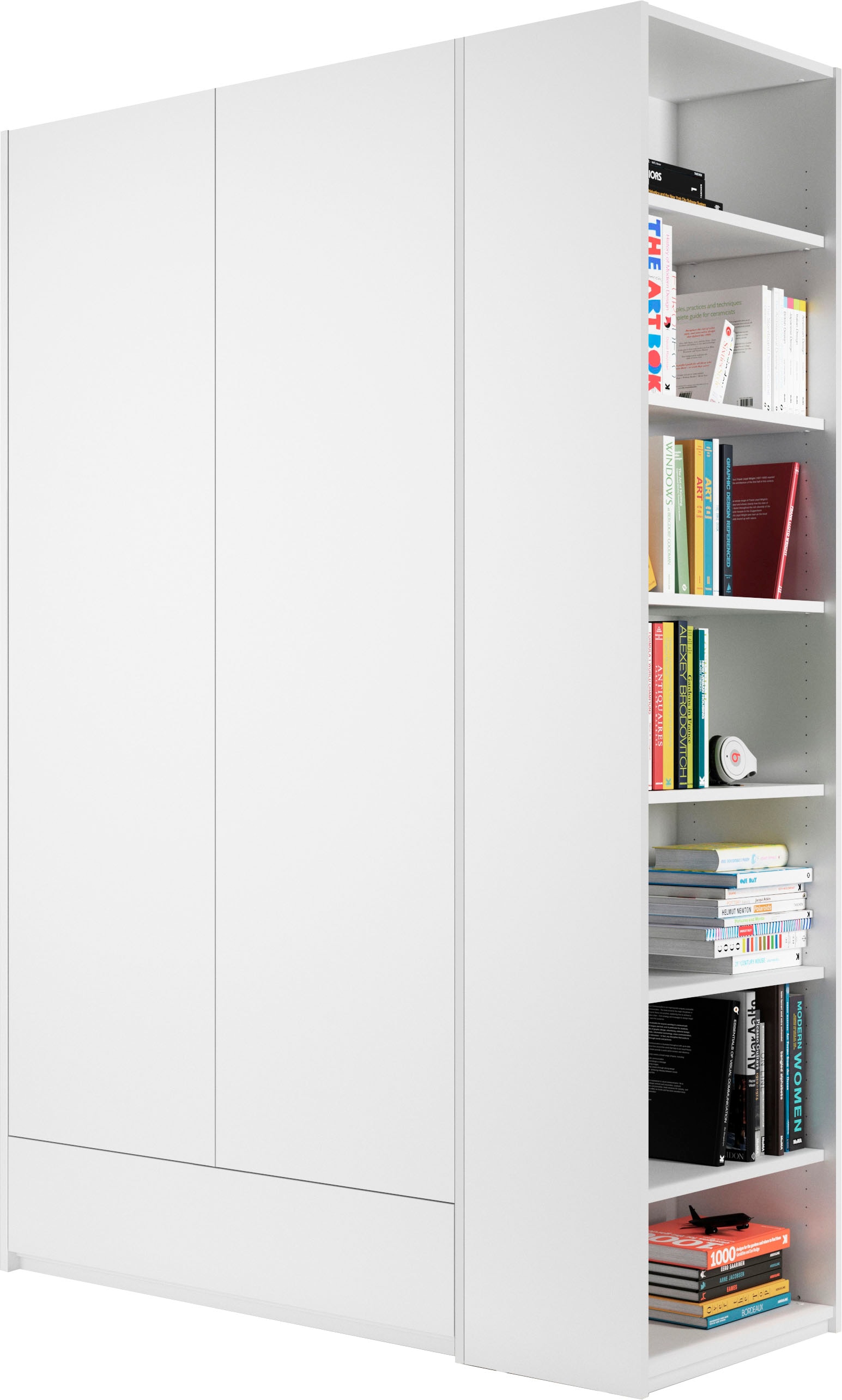 Müller SMALL LIVING Kleiderschrank »Modular Plus Variante 1«, 1 geräumige Schublade, Anbauregal links oder rechts montierbar