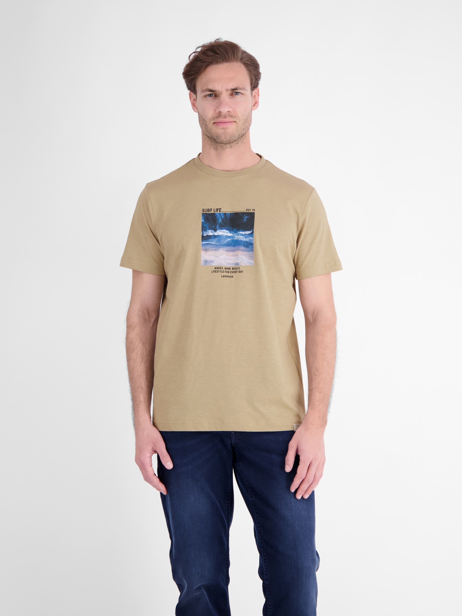 LERROS "Sportliches T-Shirt mit Surfer-Motiv-Print, reine Baumwolle"