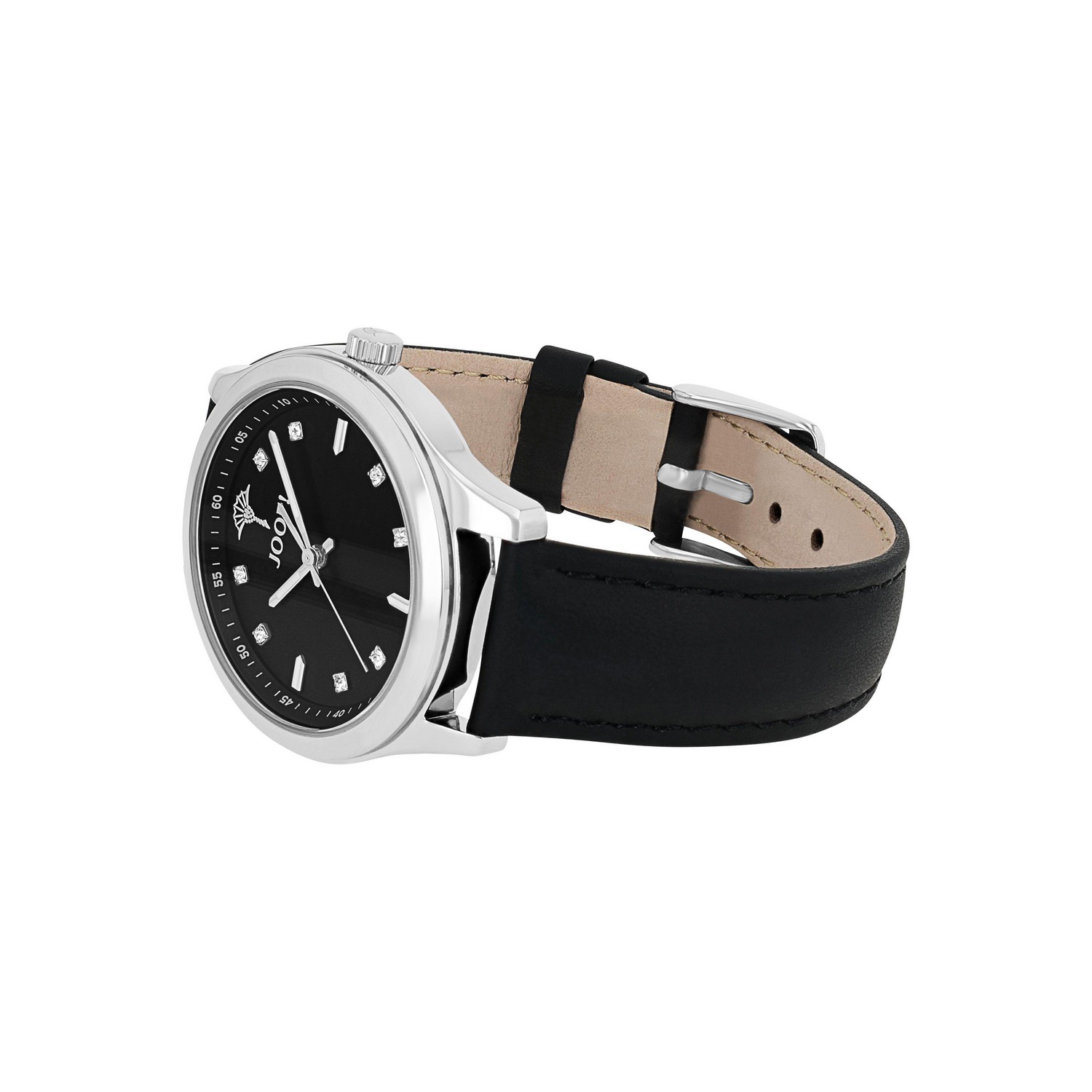 JOOP! Quarzuhr Armbanduhr, Damenuhr, Lederarmband, analog, Kristallsteine
