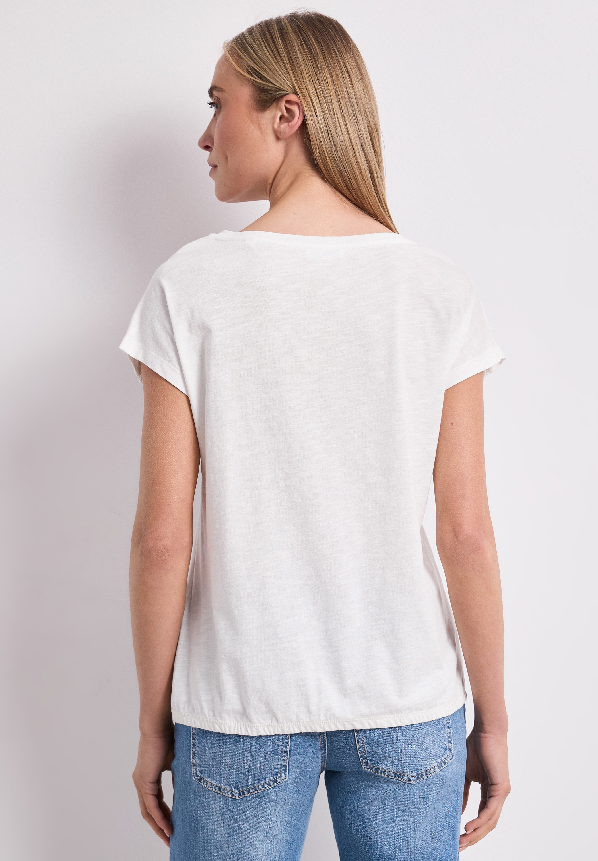 STREET ONE T-Shirt mit abgerundetem V-Ausschnitt