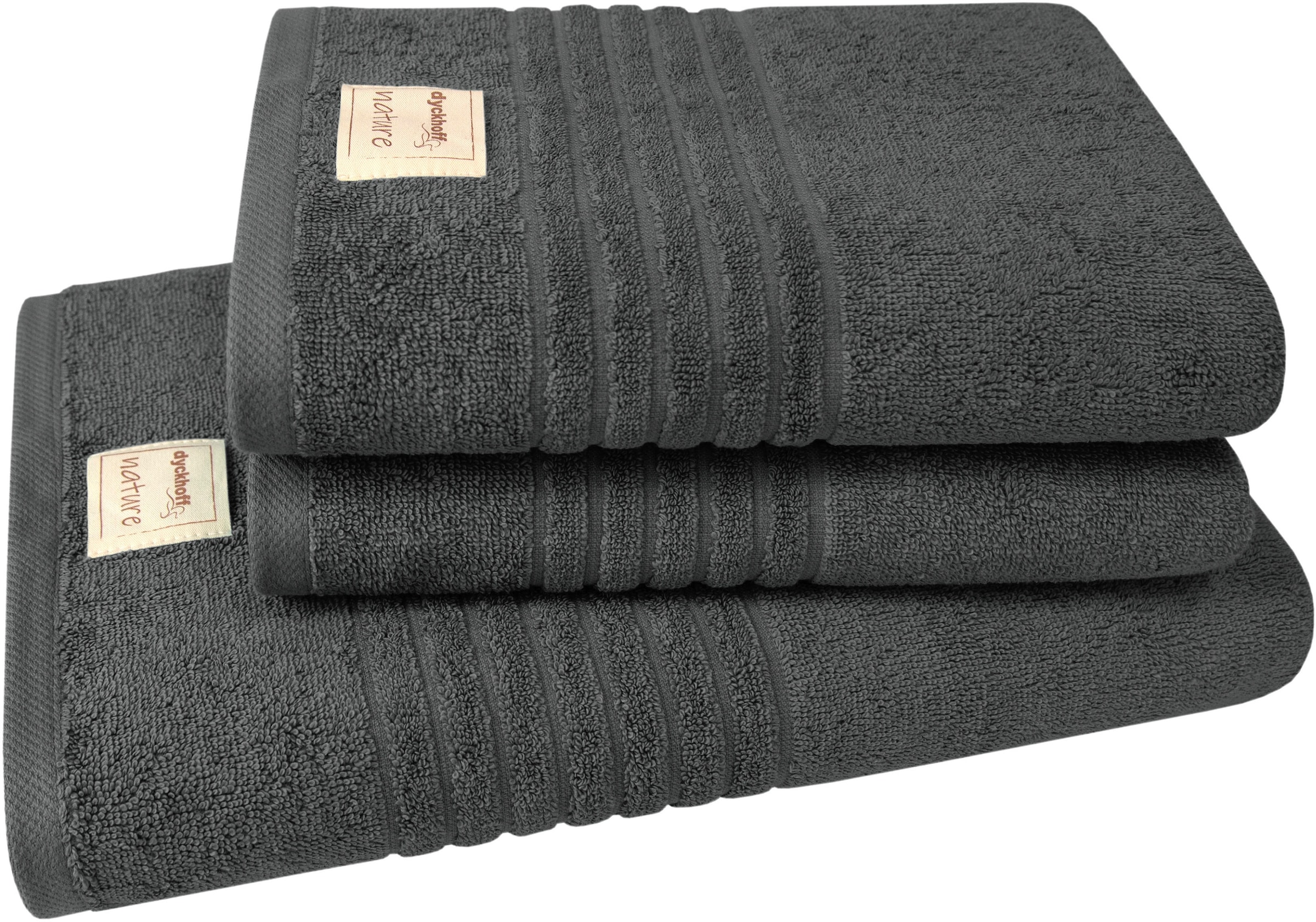 Dyckhoff Handtuch Set "Nature" Set 3 Stk. Frottier 3er Set: 2x Handtücher, je 50 x 100 cm & 1x Badetuch 70 x 140 cm