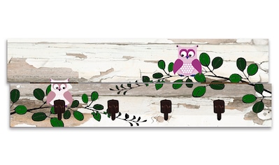 Artland Garderobenleiste »Eulen«, platzsparende Wandgarderobe aus Holz mit 4 Haken,... kaufen