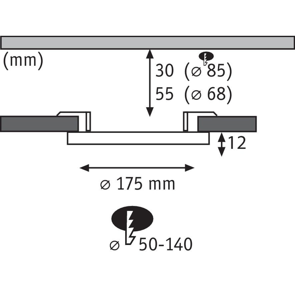 Paulmann LED Bad-Einbauleuchte »Areo«, Schutzart IP44, 3 Stufen dimmbar, Ø 17,5 cm