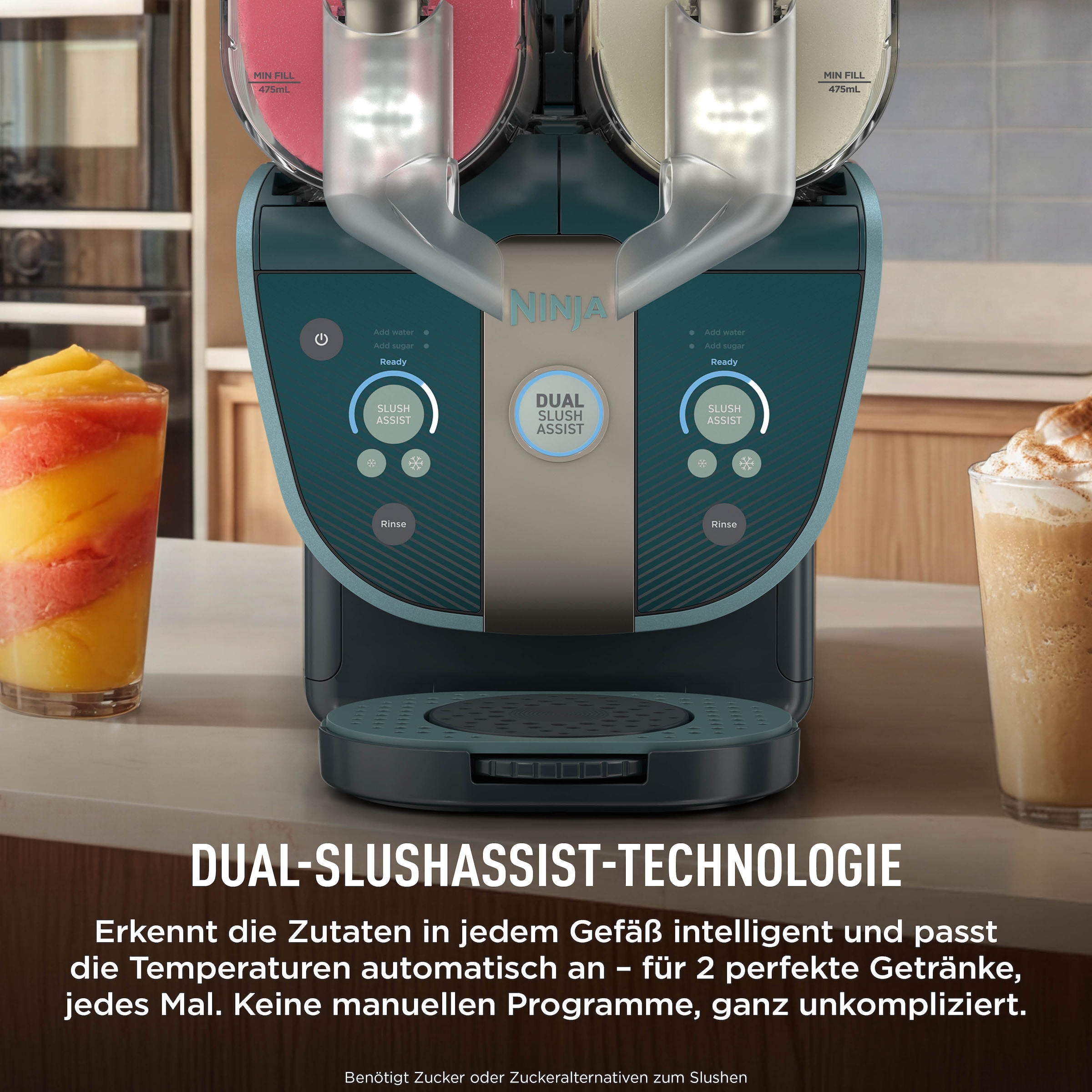 NINJA Slush-Eismaschine »SLUSHi Twist, 2-in-1 SLUSHi Maschine, Dual-SlushAssist-Technologie« 1,42 l 500 W 2 Behälter für gleichzeitige Zubereitung von zwei Geschmacksrichtungen