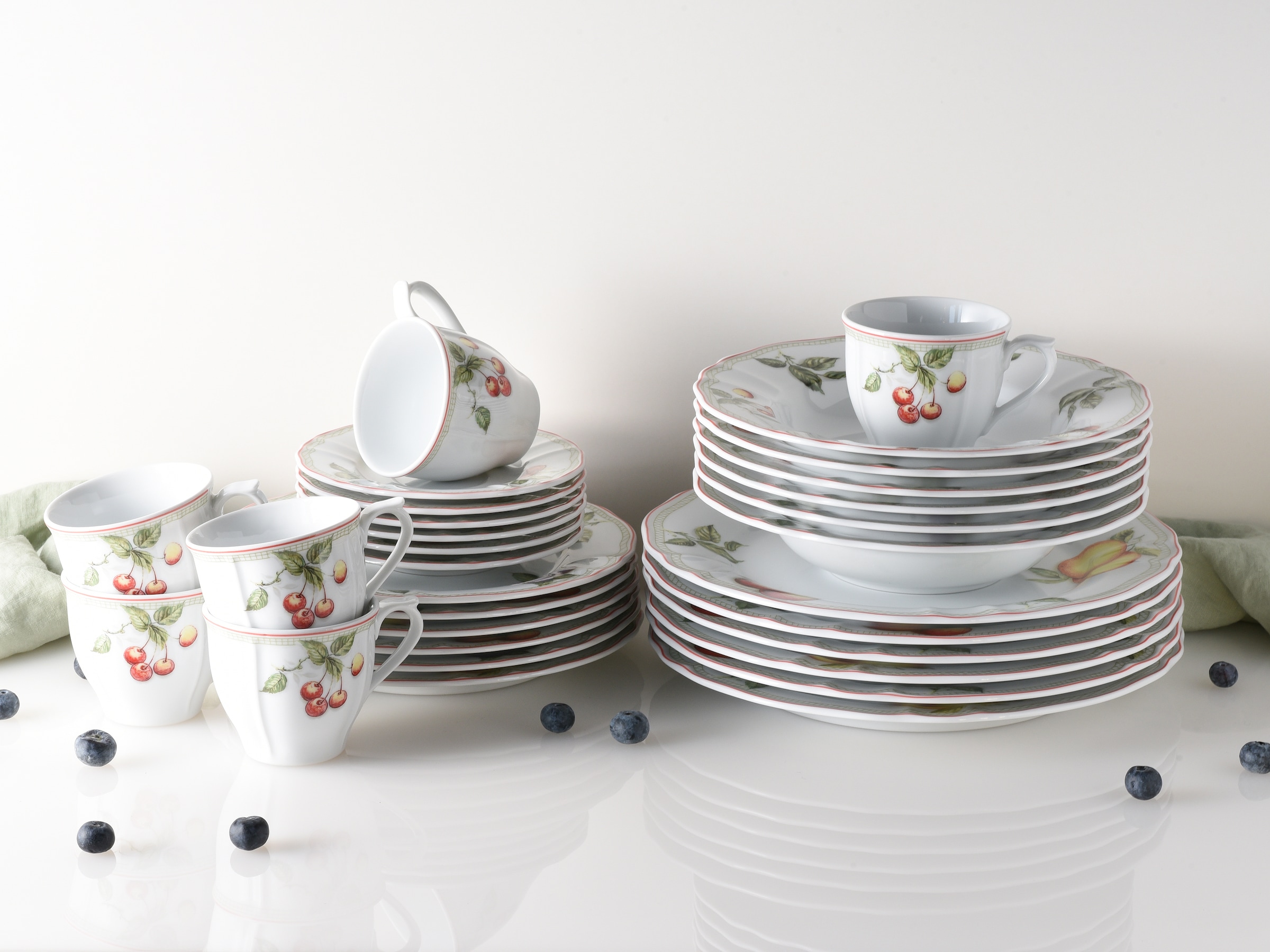 CreaTable Kombiservice »Geschirr-Set Flora Orchard«, (Set, 30 tlg., Kaffeeservice und Tafelservice im Set, für 6 Personen), Service, 30 Teile, für 6 Personen