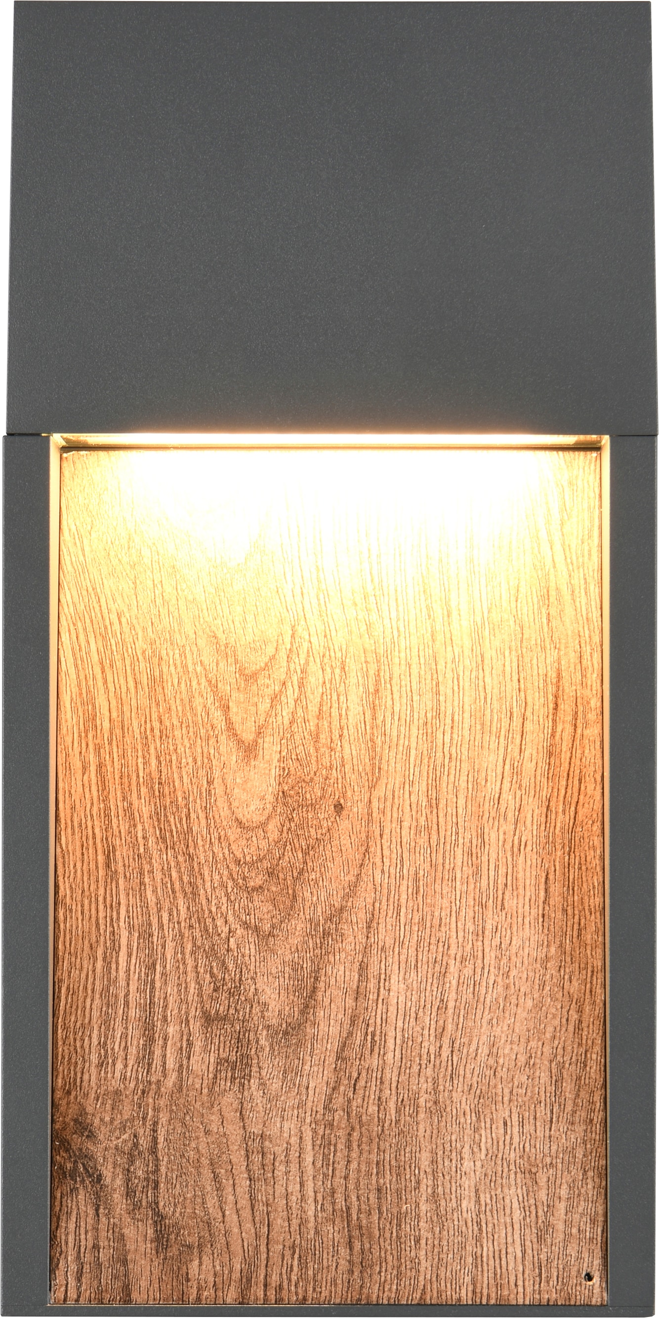 TRIO Leuchten LED Außen-Wandleuchte »SALMON, Outdoor LED Wandlampe 11W 1200 Lm 3000K, Hauswand-Leuchte« LED-Board 1 Stk. Warmweiß Garten Wandleuchte IP44, Metall anthrazit + Holzoptik