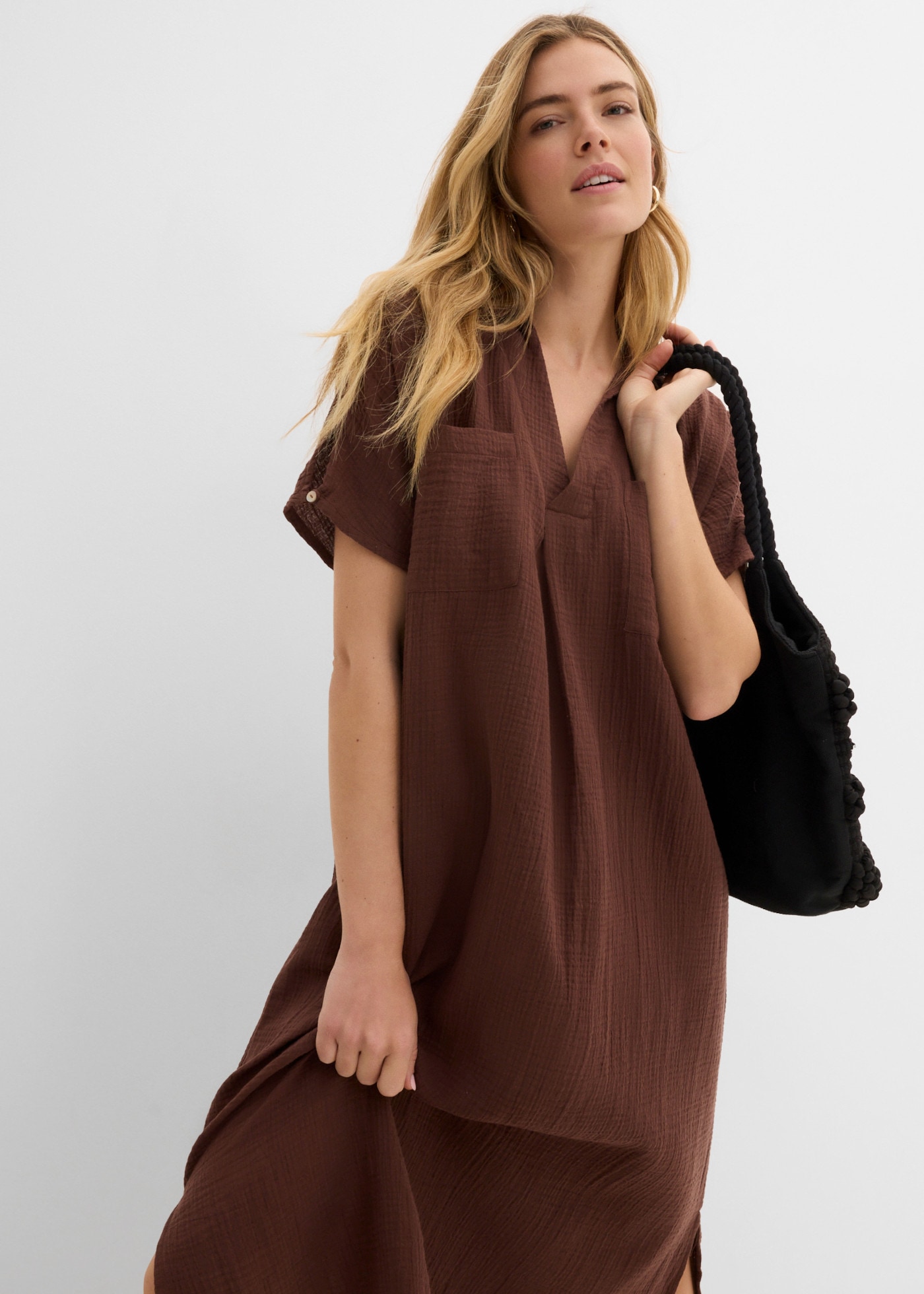 bonprix Oversize-Passform, Kaftan-Schnitt, Kimonoärmel, aus Baumwolle