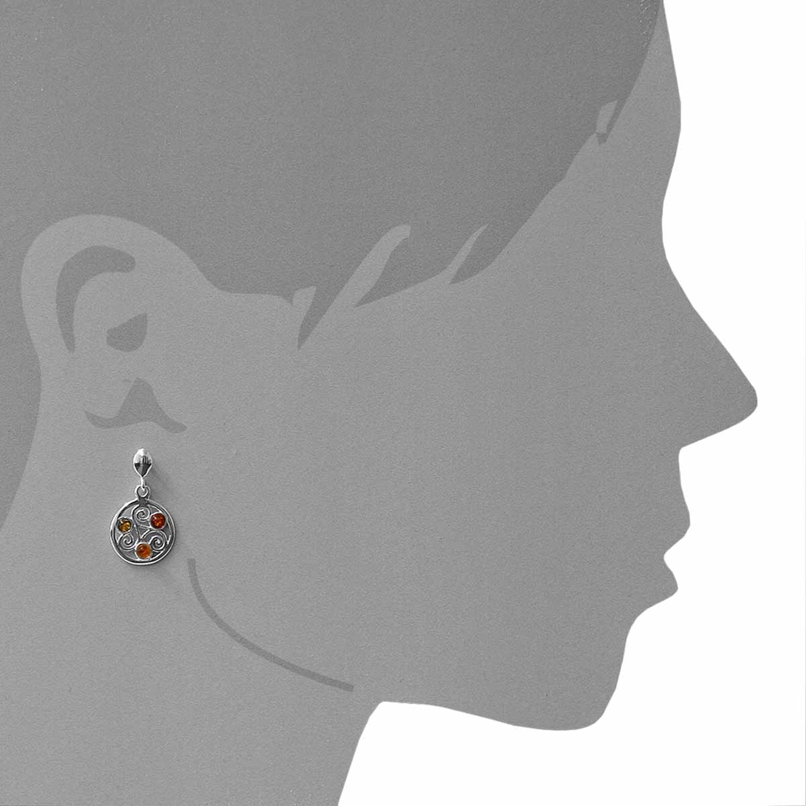 OSTSEE-SCHMUCK Paar Ohrhänger »- Keltische Fibel - Silber 925/000 - Bernstein«
