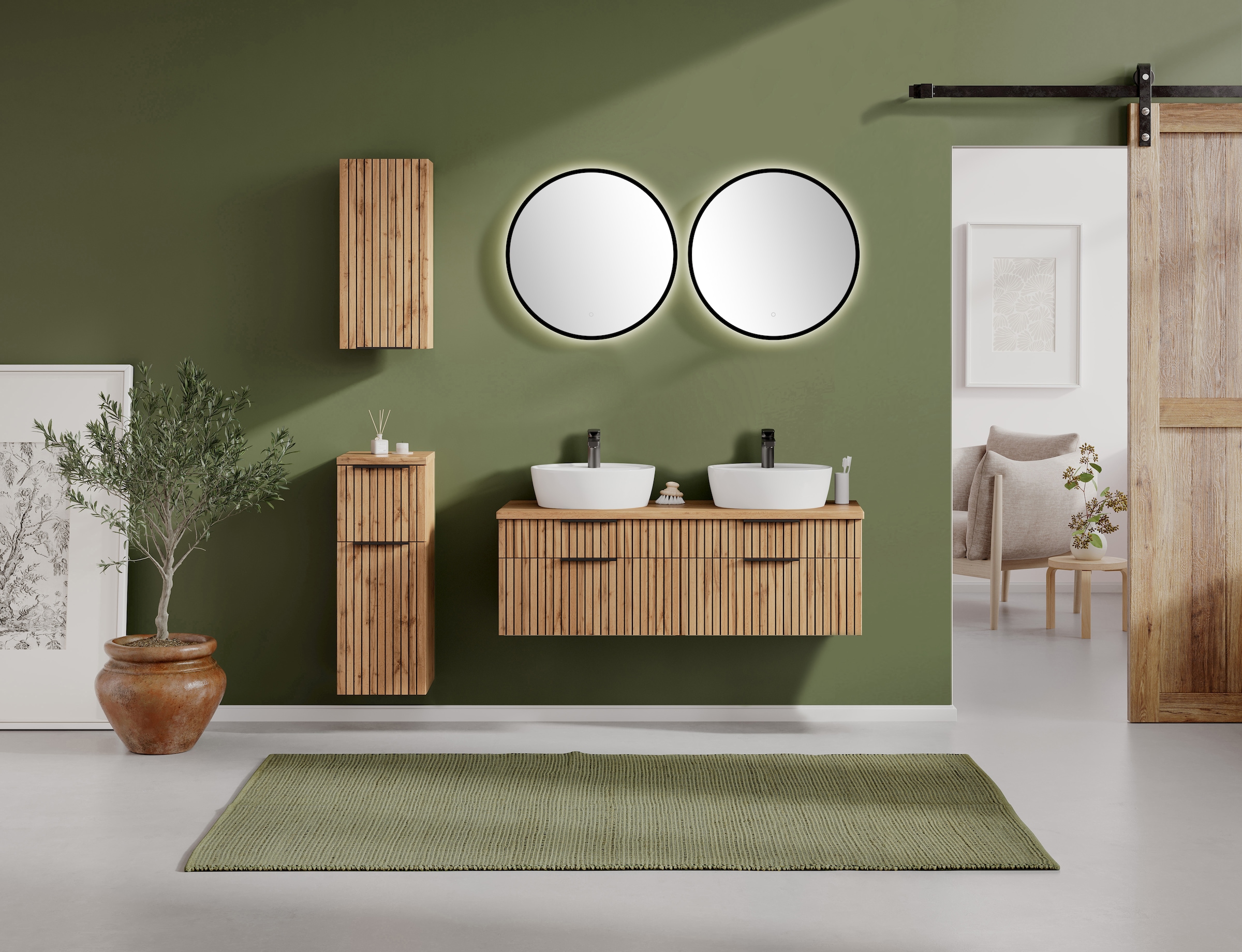 welltime Badmöbel-Set »Welltime, Carlton Waschtisch-Set, 80 oder 120 cm, gestreift«, (3 St.)