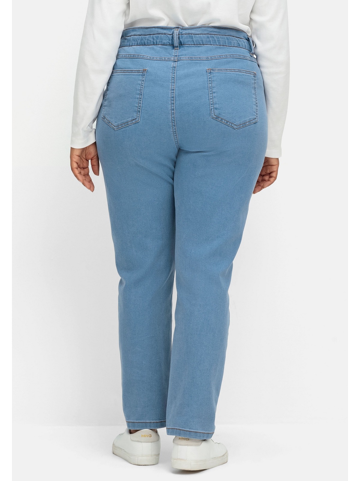 Sheego Gerade Jeans »Große Größen«, im | bestellen BAUR extrahohen Paperbag-Schnitt für