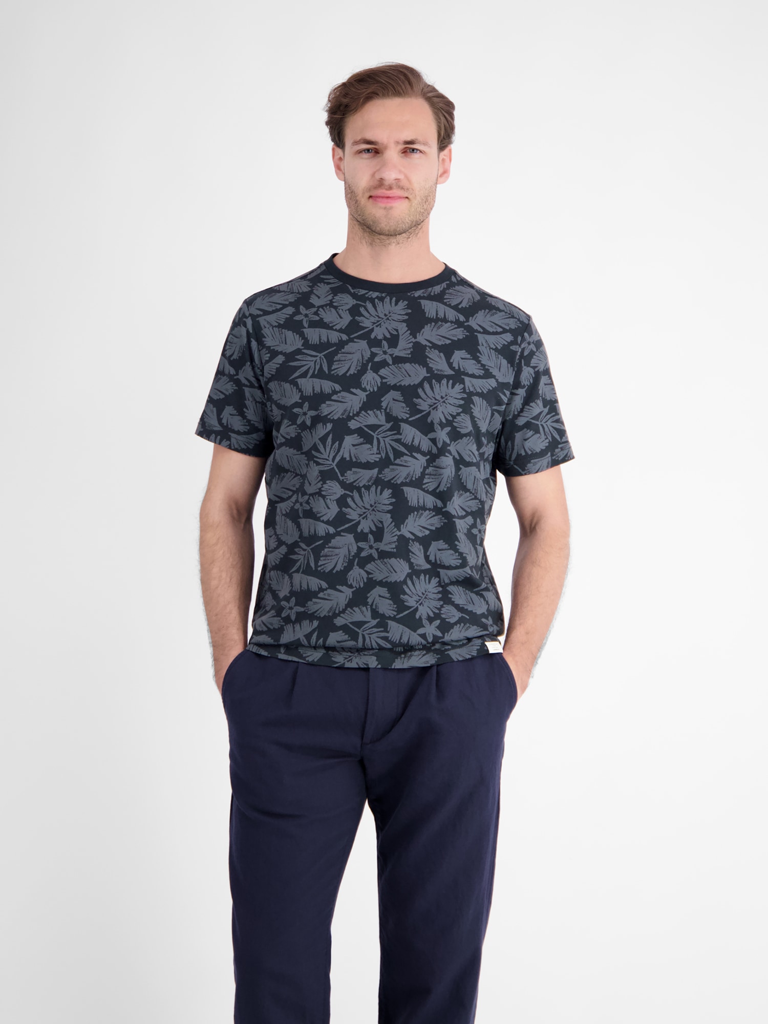 LERROS T-Shirt »T-Shirt mit Rundkragen aus reiner Baumwolle mit Flower-Print«
