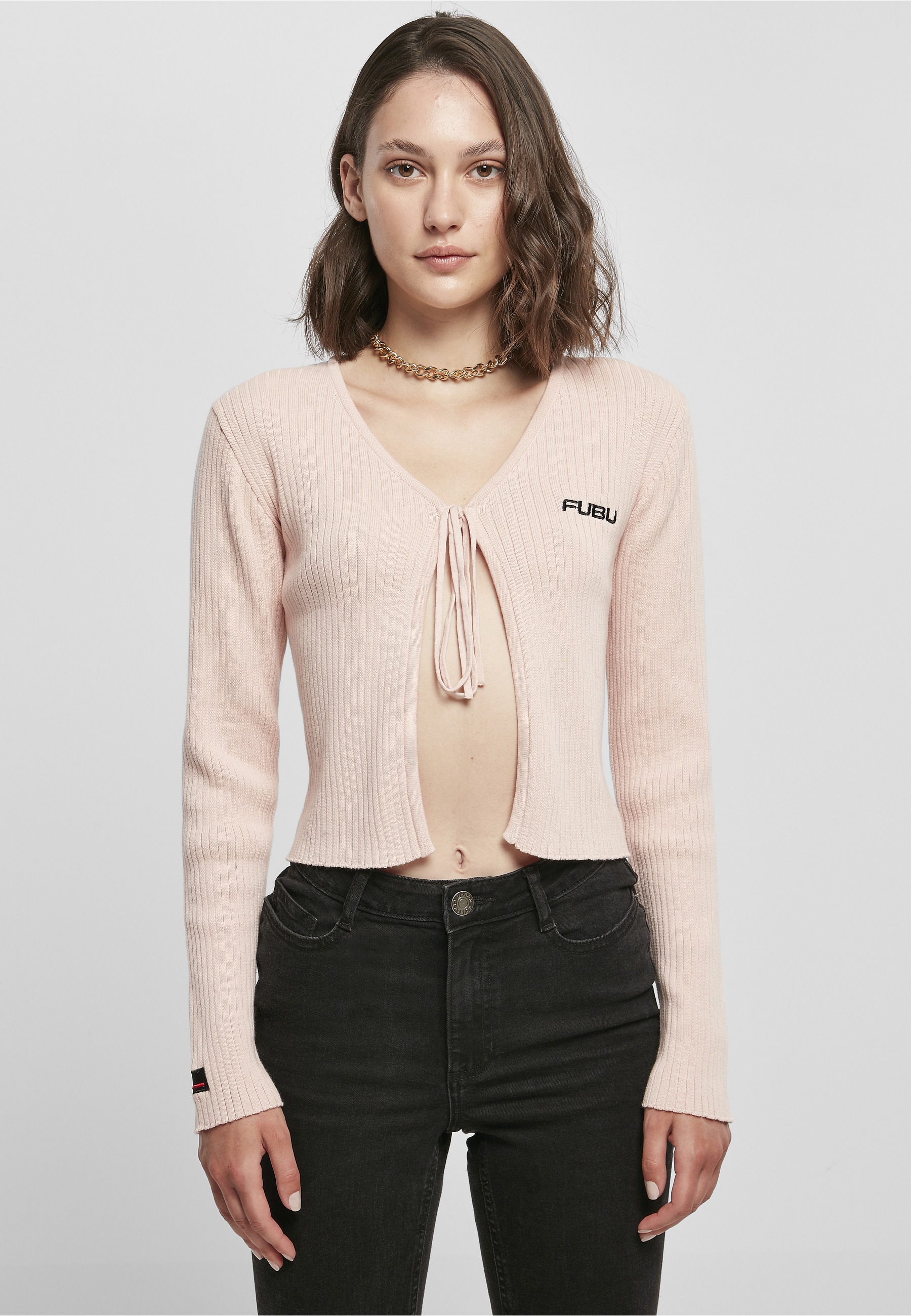 Fubu Cardigan »Fubu Damen FW222-016-1, Corporate Rib Knit Bolero rose« 1 tlg.