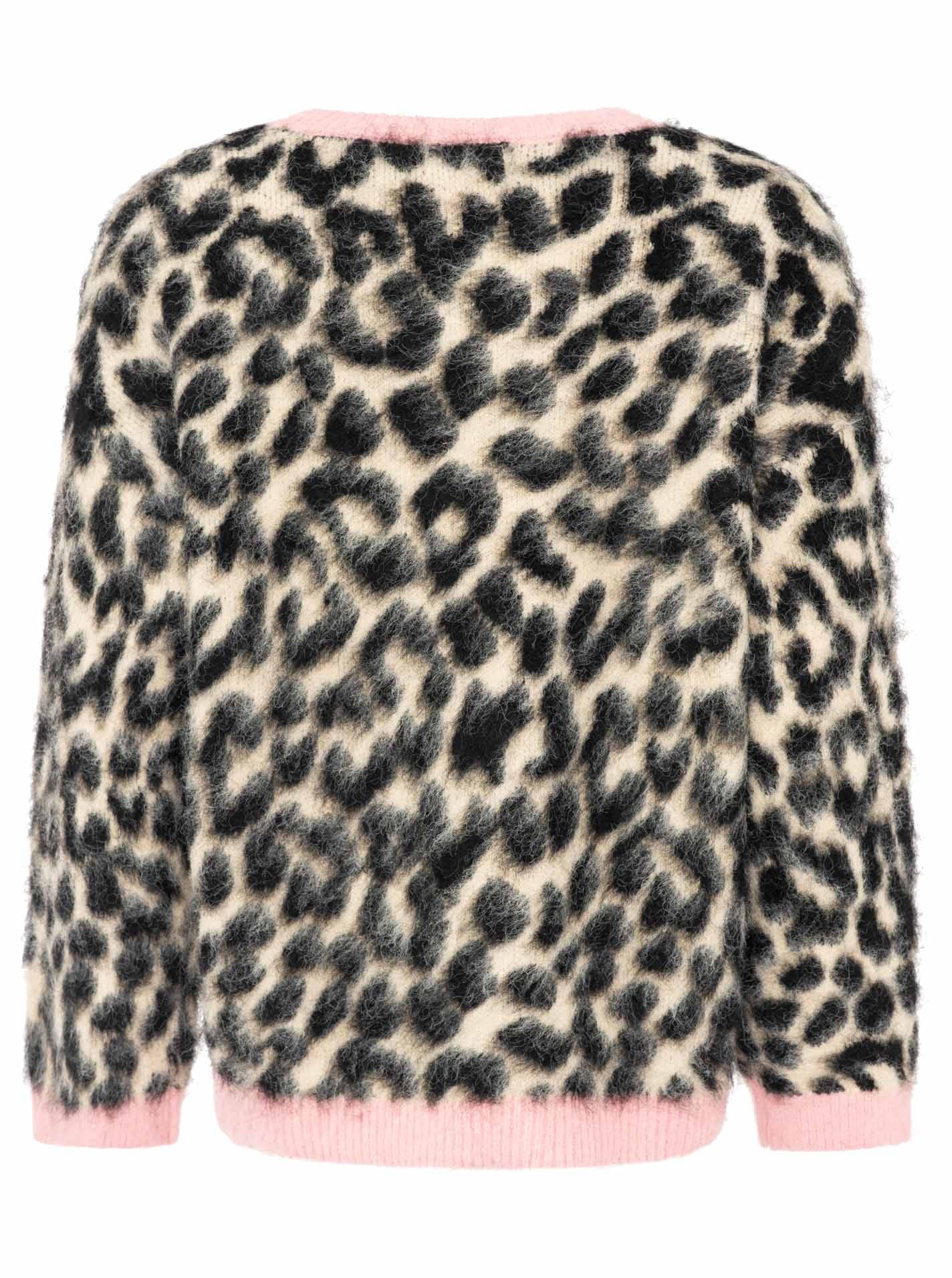 Zwillingsherz Strickpullover »"Fluffy Leo"« Rundhals, Leopardmuster, pinke Bündchen, oversize, Strick