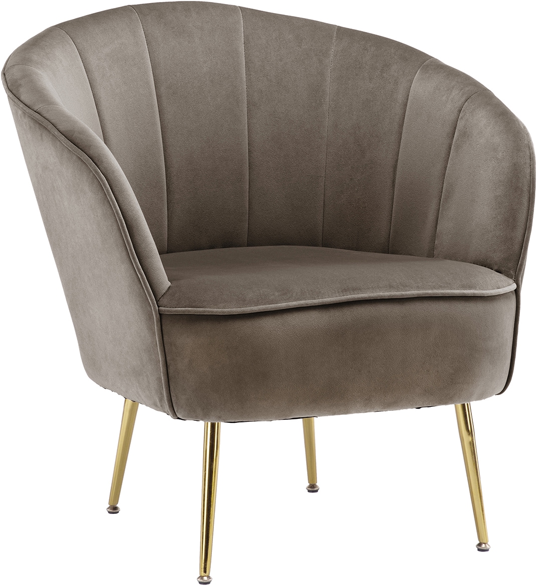 Kayoom Sessel »Loulan 125, gemütlicher Cocktail-Sessel, edler Samtbezug«, (1 St.), Cocktail-Sessel, Rückenlehne mit Ziernaht, Metallbeine in Gold