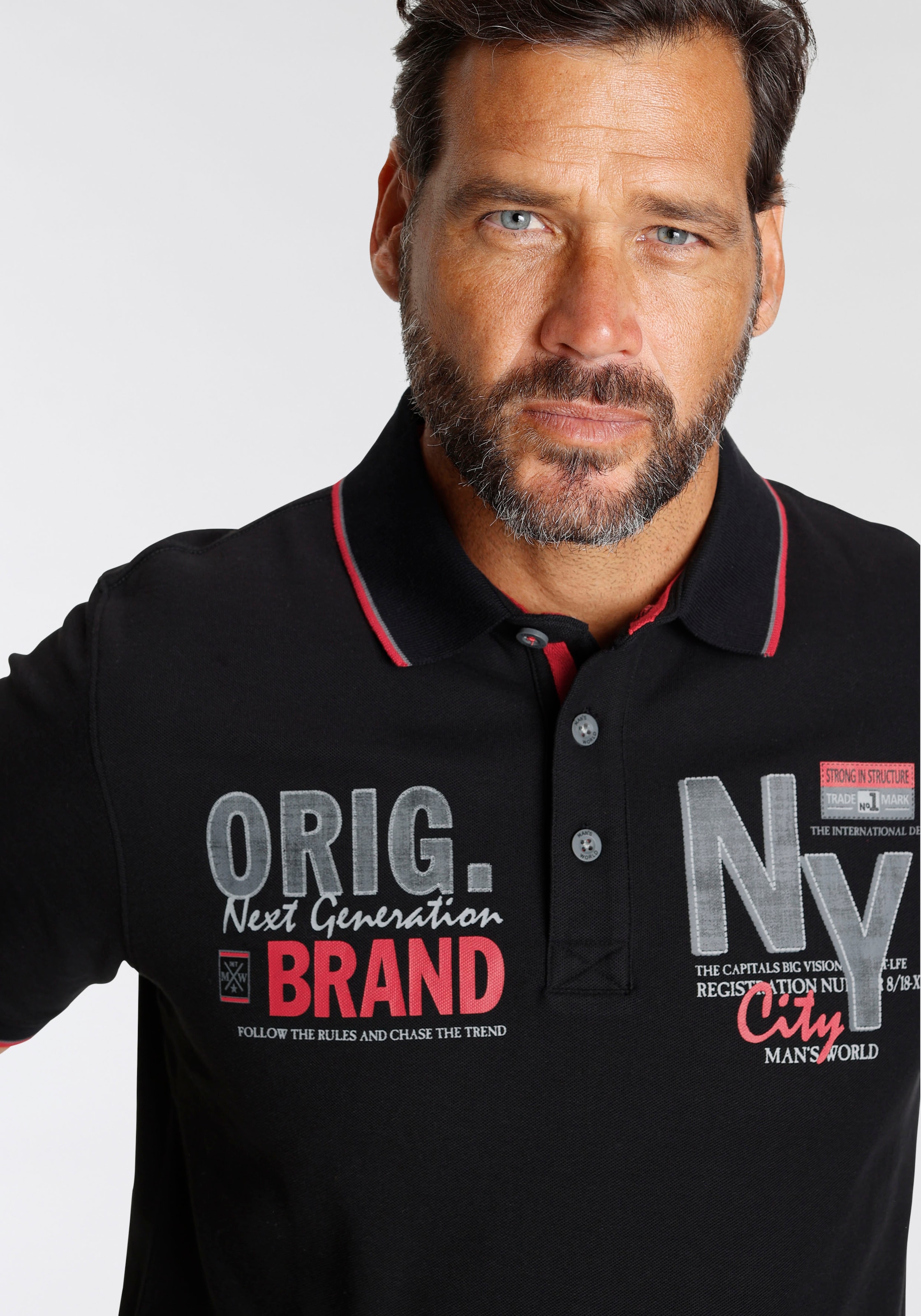 Man's World Poloshirt, Kurzarm, mit stilvollem Print, Polokragen