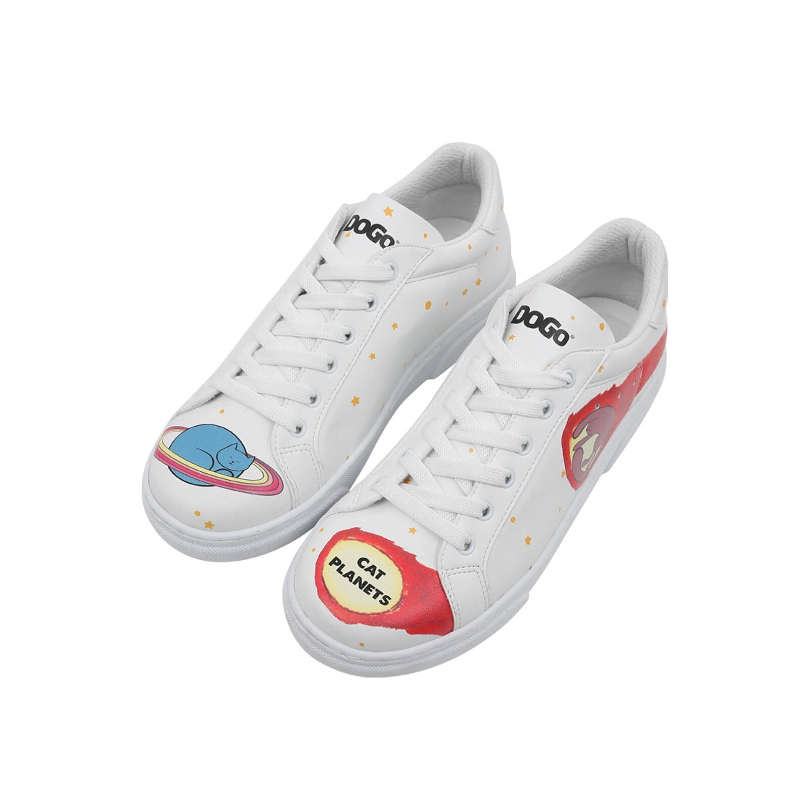 DOGO 1100000002199 "Ace Low-Top Sneaker Cat Planets Damen Sneaker" Handgefertigt