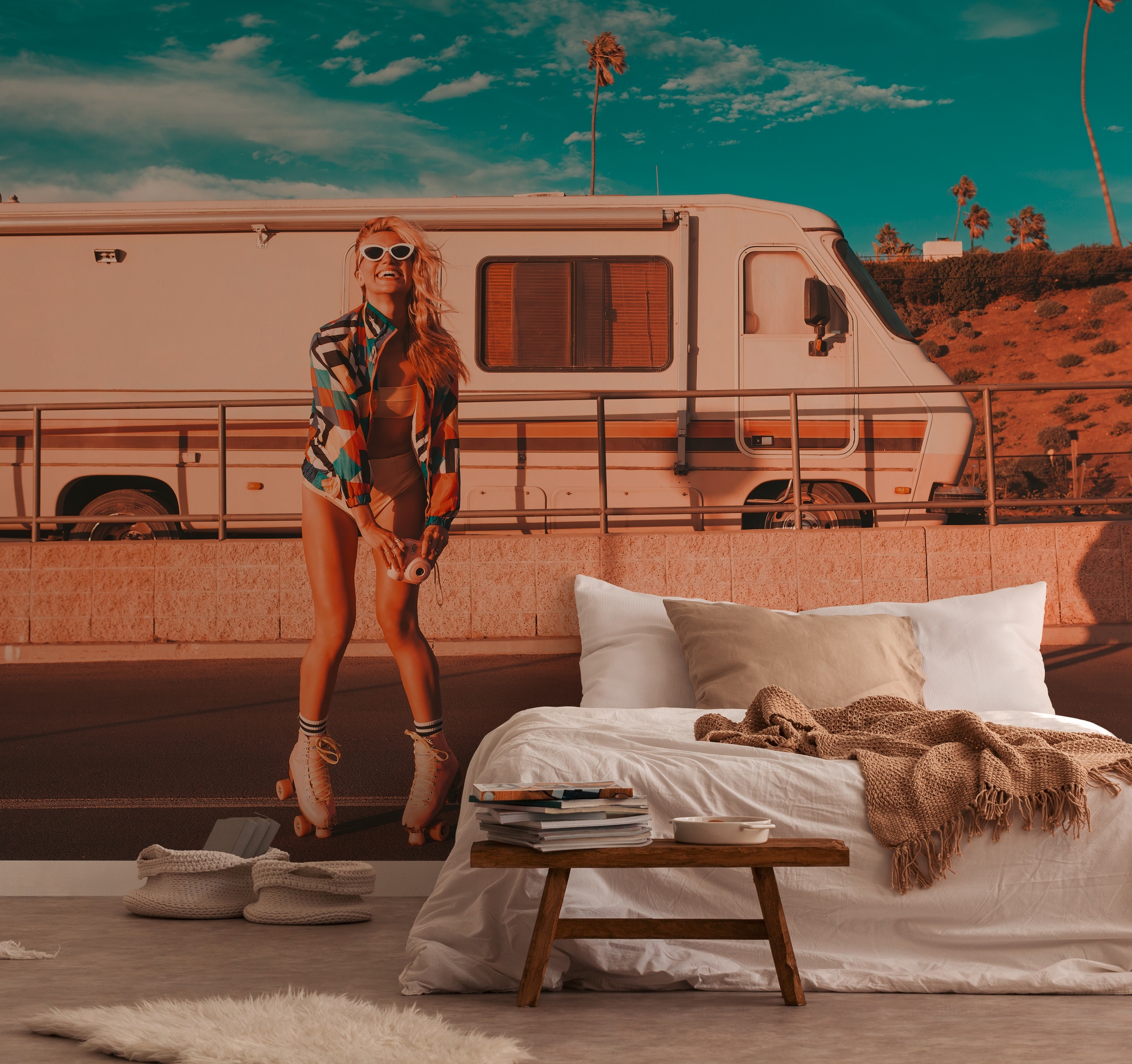 A.S. Création Vliestapete "Fototapete Retro Beach Rollerskates Kalifornien" matt strukturiert
