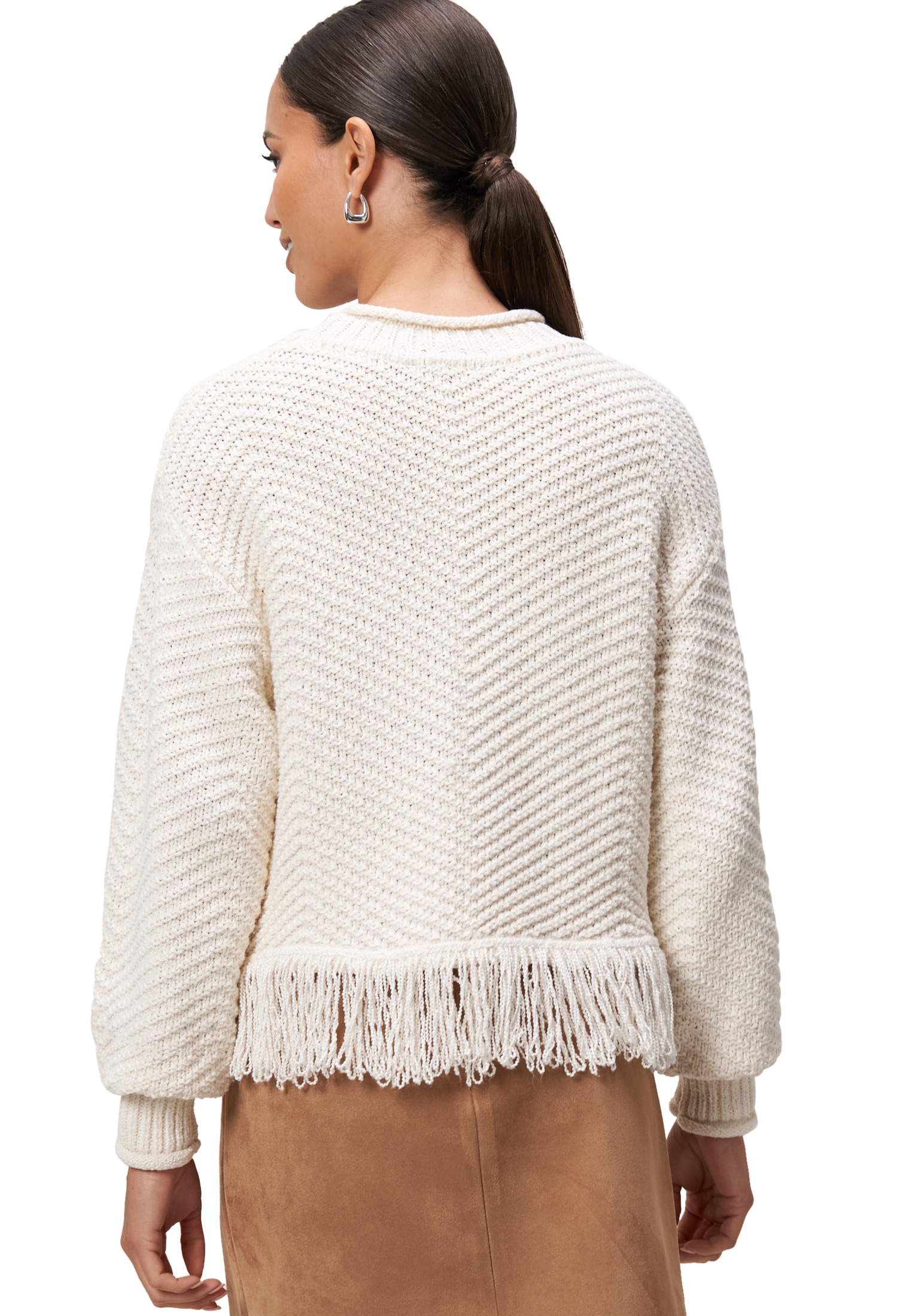 Zero Strickpullover »zero Damen Pullover mit Fransen«, (1 tlg.), Fransen