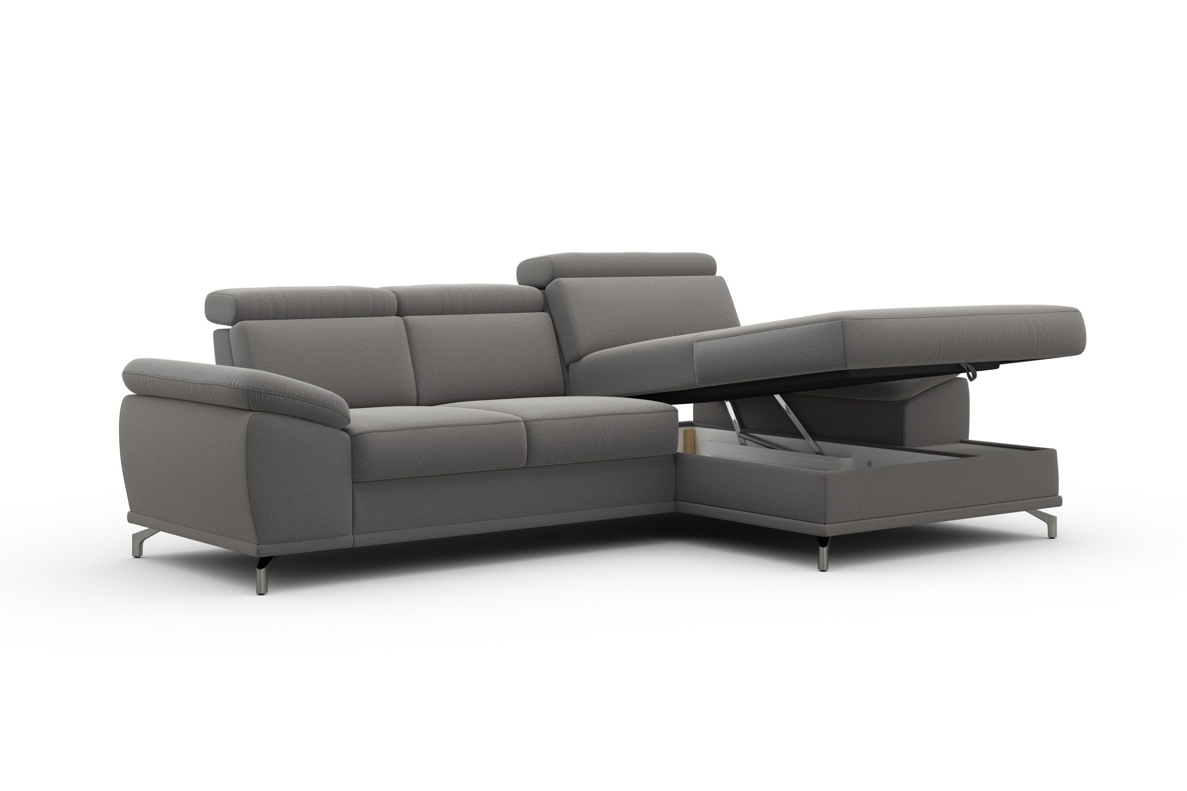 sit&more Ecksofa »Cabrio L-Form, mit Sitztiefenverstellung, Arm- und Kopfteilverstellung«, 2 Nierenkissen, Federkern, optional Bettfunktion und Stauraum