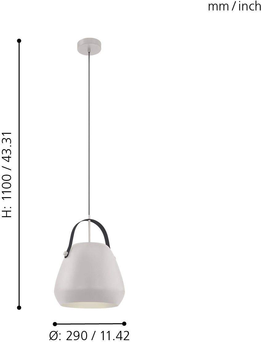 EGLO Pendelleuchte »BEDNALL«, 1 flammig, Leuchtmittel E27 | ohne Leuchtmittel, Hängelampe, Hängeleuchte, Esstischlampe, Wohnzimmerlampe, E27