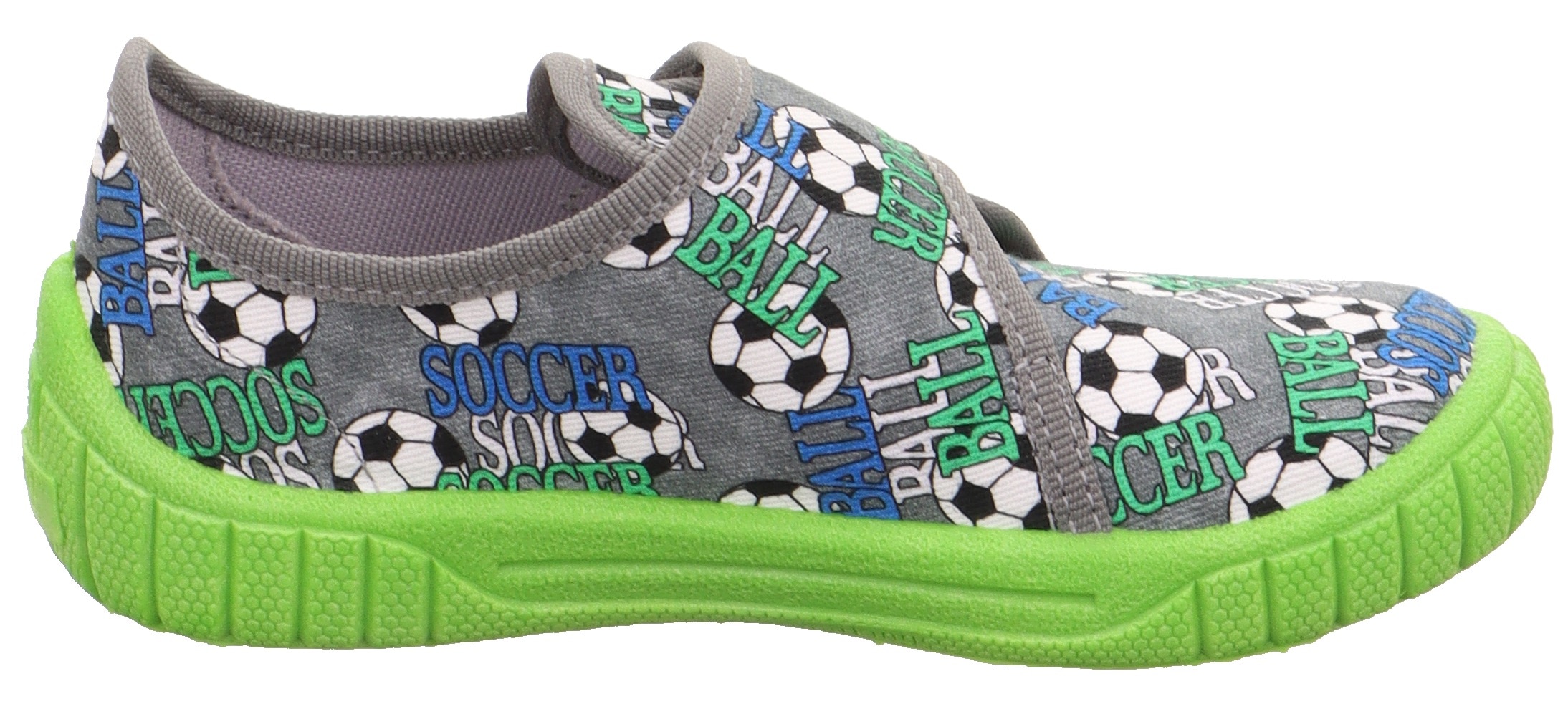 Superfit Hausschuh »BILL WMS: Mittel«, Klettschuh, Kindergarten Schuh mit Fußball-Print