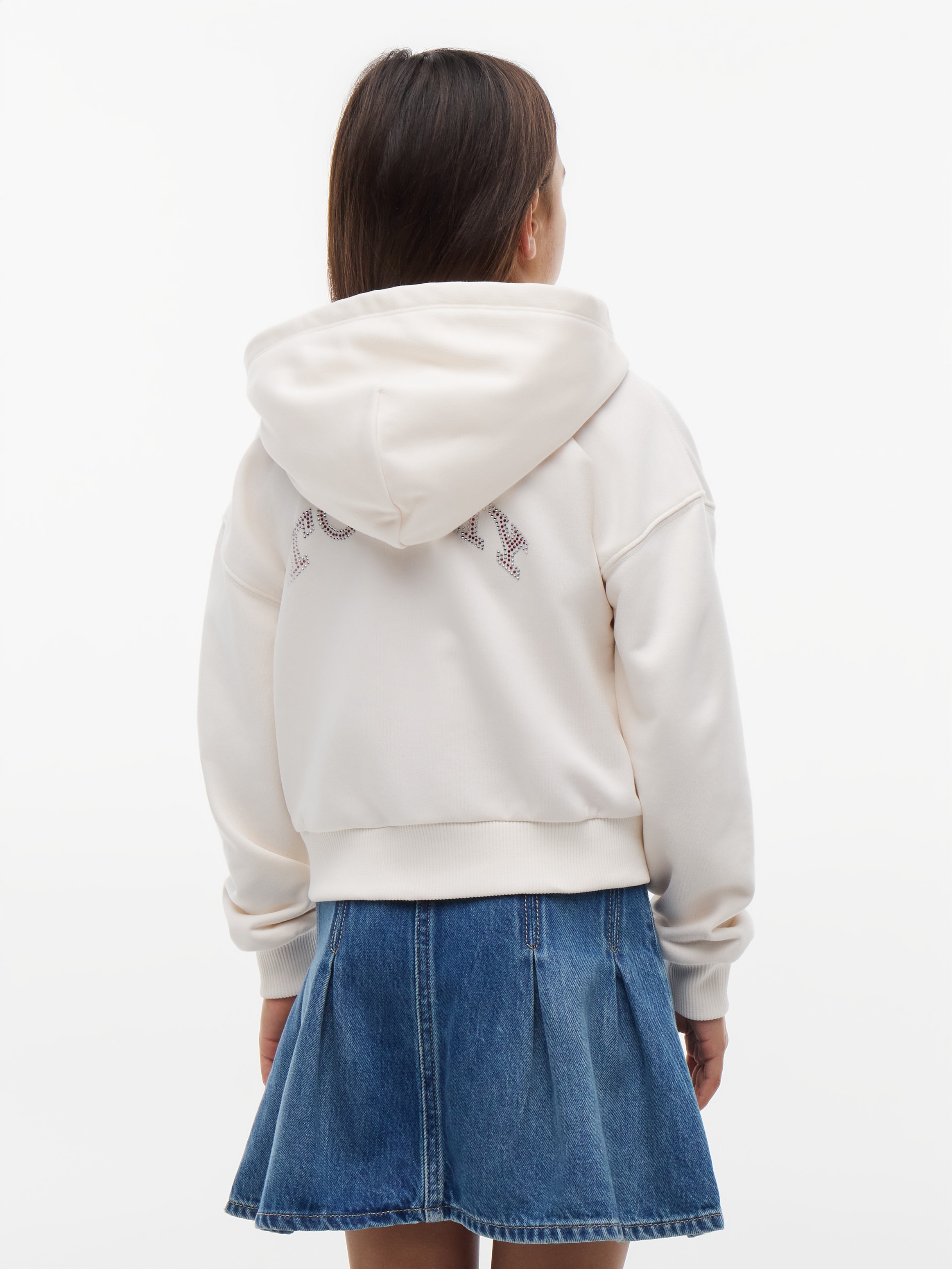 Tommy Hilfiger Kapuzensweatjacke Relaxed Fit, Kinder bis 16 Jahre, mit glitzernden Strasssteinen