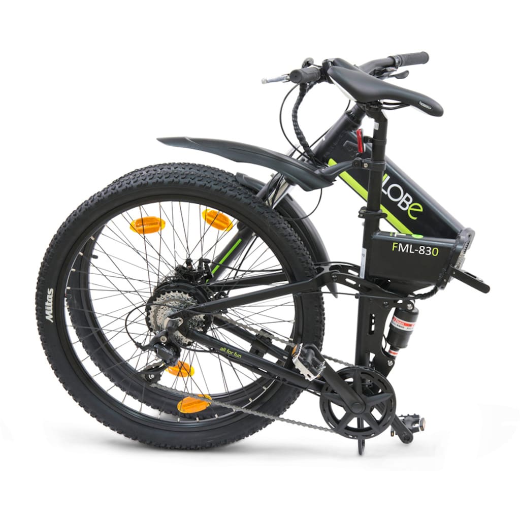 LLobe E-Bike »FML-830 black 27,5", 10,4 Ah«, 9 Gang, Shimano, Heckmotor 250 W